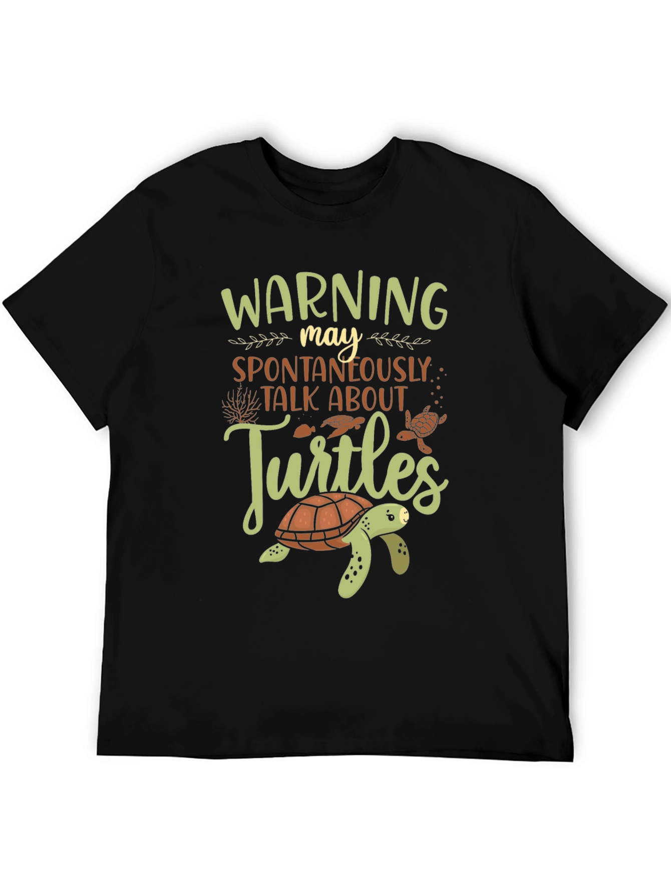 Black Turtle Lover T-Shirt - Warning May Spontaneously Talk view 5
