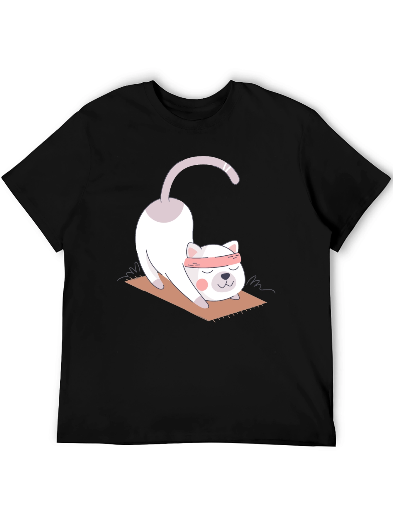 Black Yoga Cat T-Shirt - Cute Stretch Design view 5