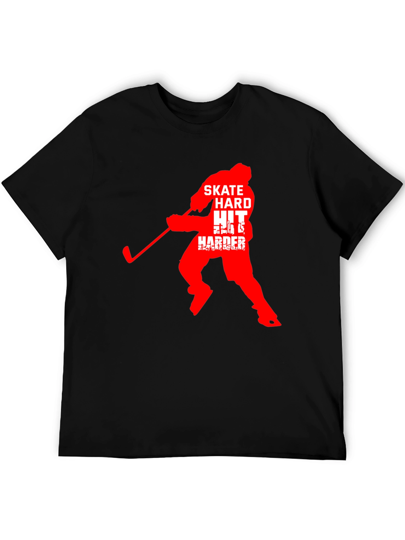 Black Hockey T-Shirt: Skate Hard, Hit Harder! view 5