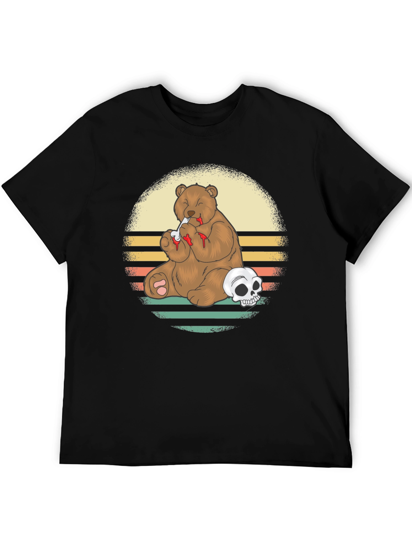 Black Grizzly Bear Skull T-Shirt - Funny Graphic Tee view 5