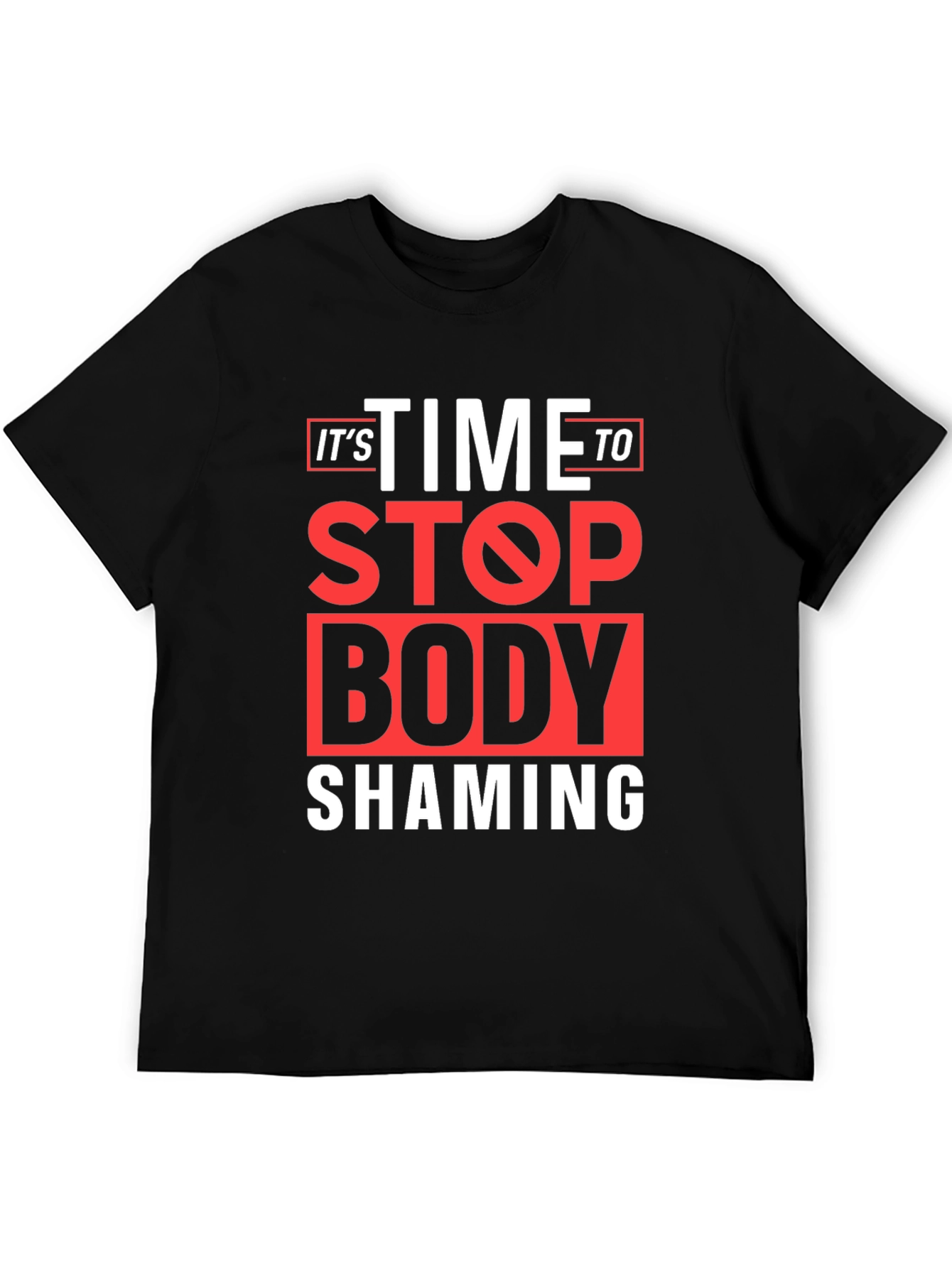 Black Stop Body Shaming Graphic Tee - Black view 5