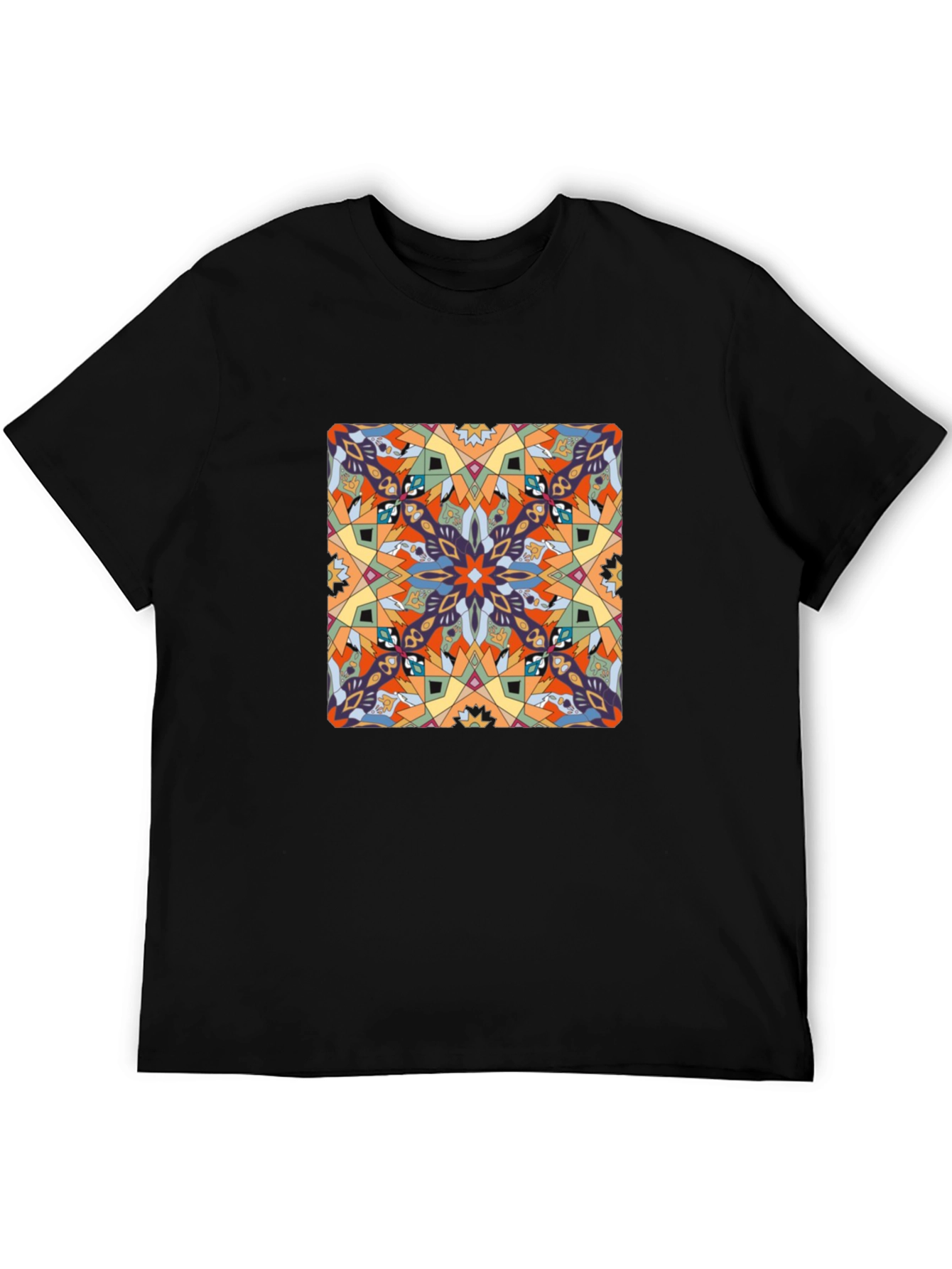 Abstract Pattern Graphic Print Tee - Black - 5