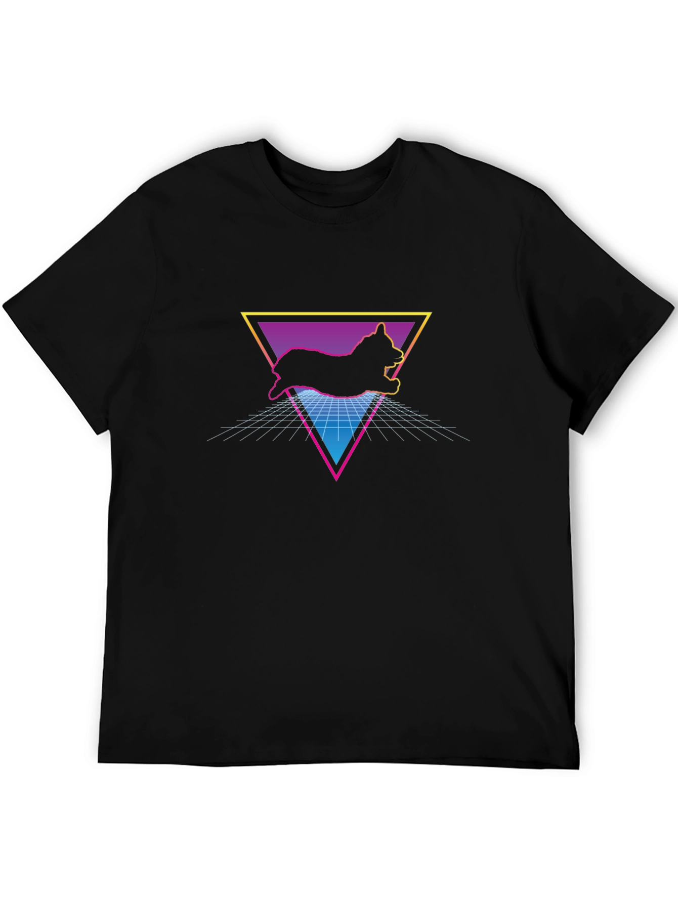Black Retro 80s Corgi Triangle T-Shirt - Black view 5