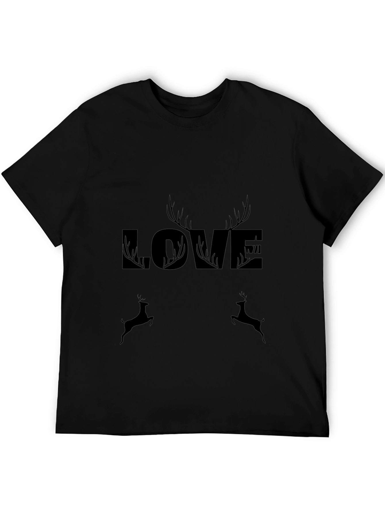 Black Love Deer Graphic Tee - Stylish Black T-Shirt view 5