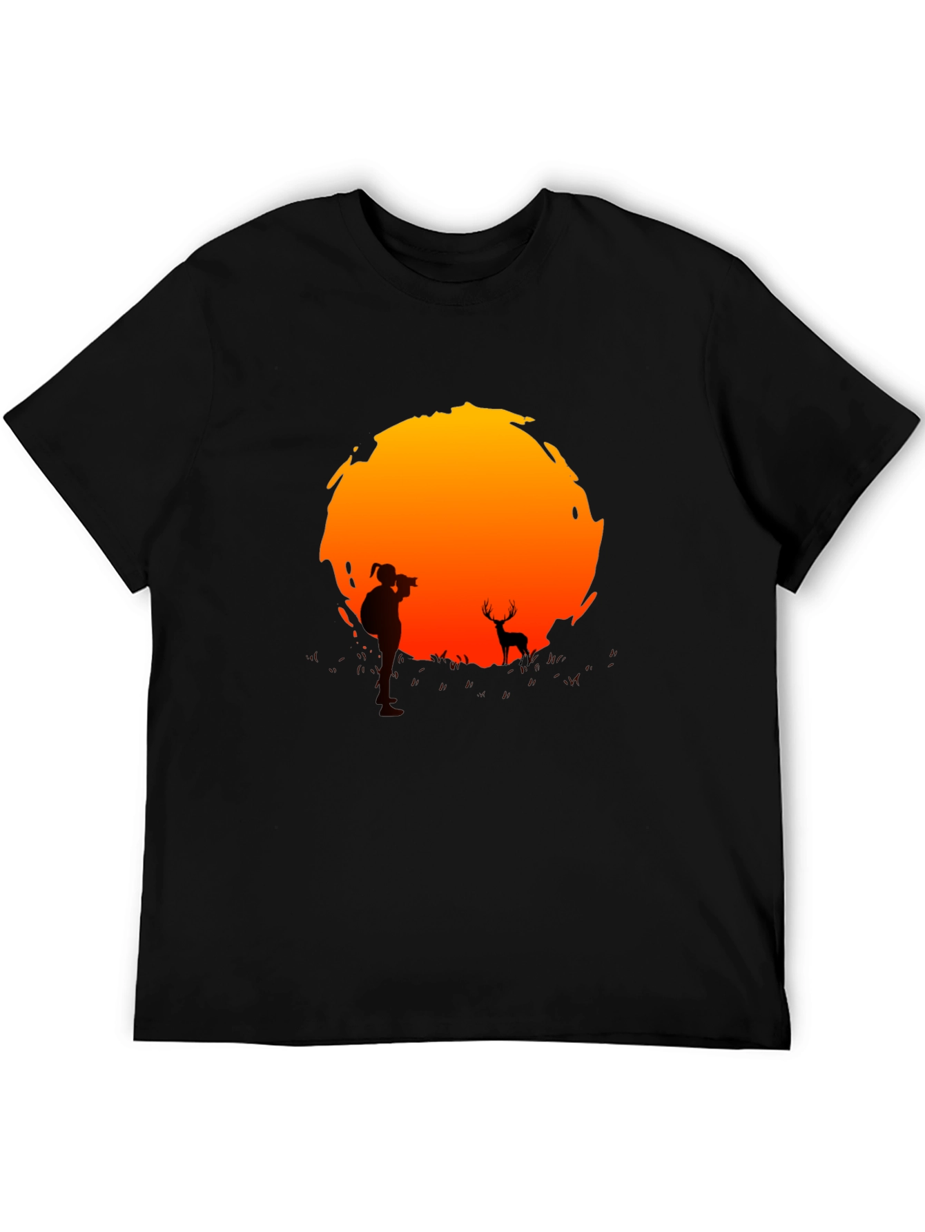 Black Sunset Photographer Graphic Tee - Black Cotton T-Shirt view 5
