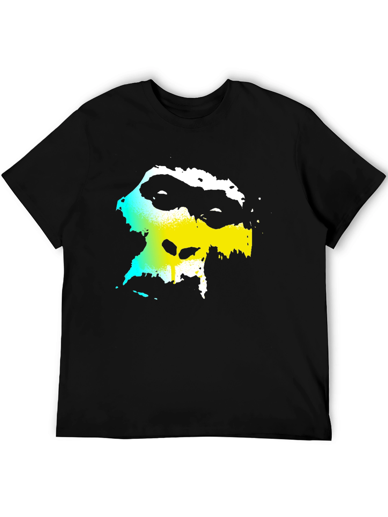 Black Abstract Face Graphic Black Tee view 5