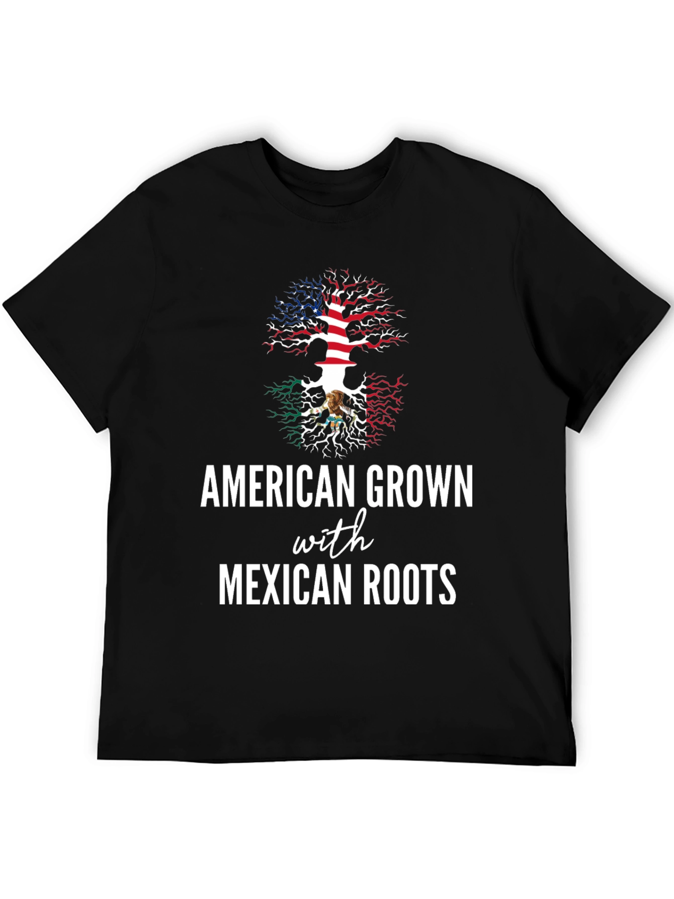 Black American Grown with Mexican Roots Tee view 5