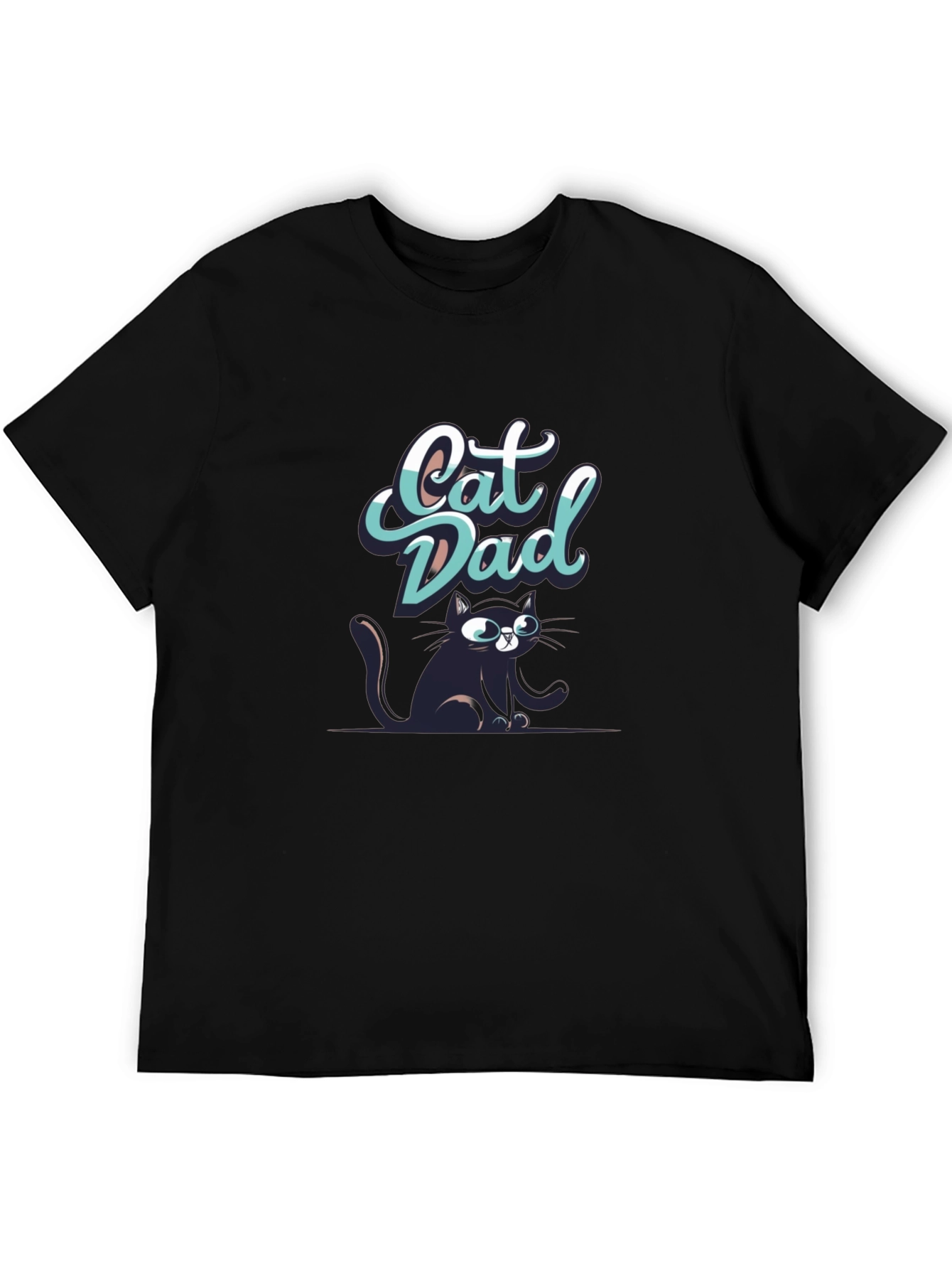 Black Cat Dad Graphic T-Shirt view 5