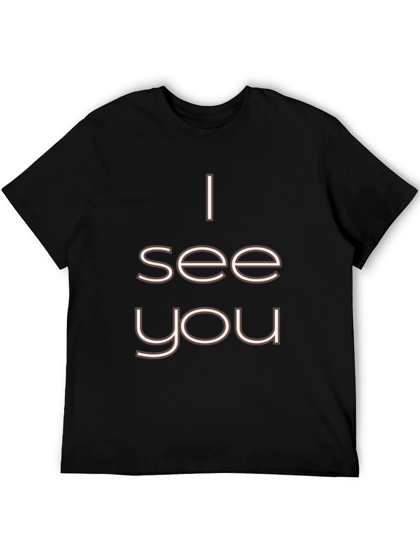 Black I See You T-Shirt - Black Crew Neck Graphic Tee view 5