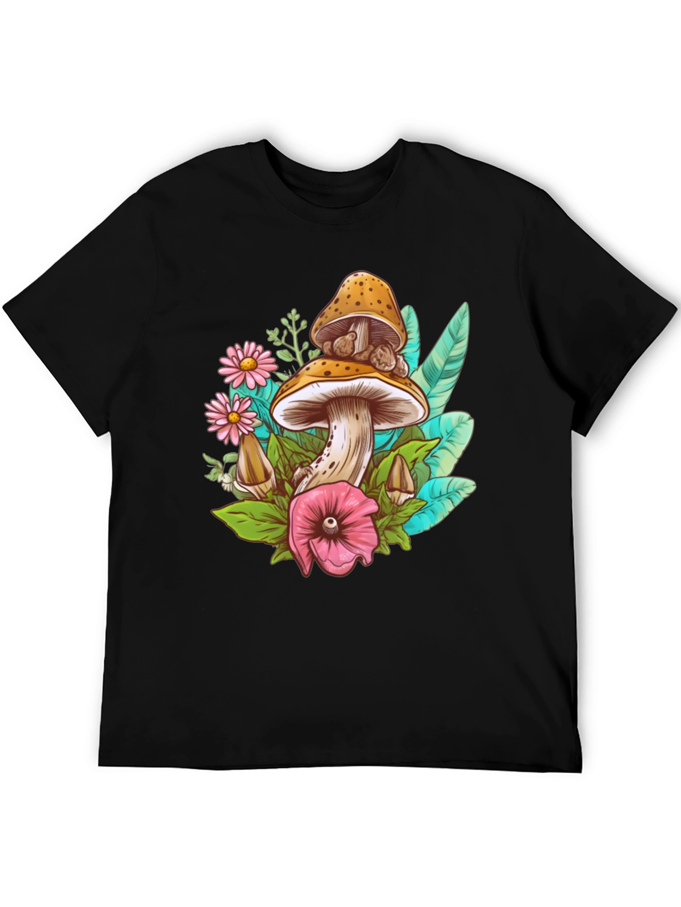 Black Mushroom Floral T-Shirt view 5