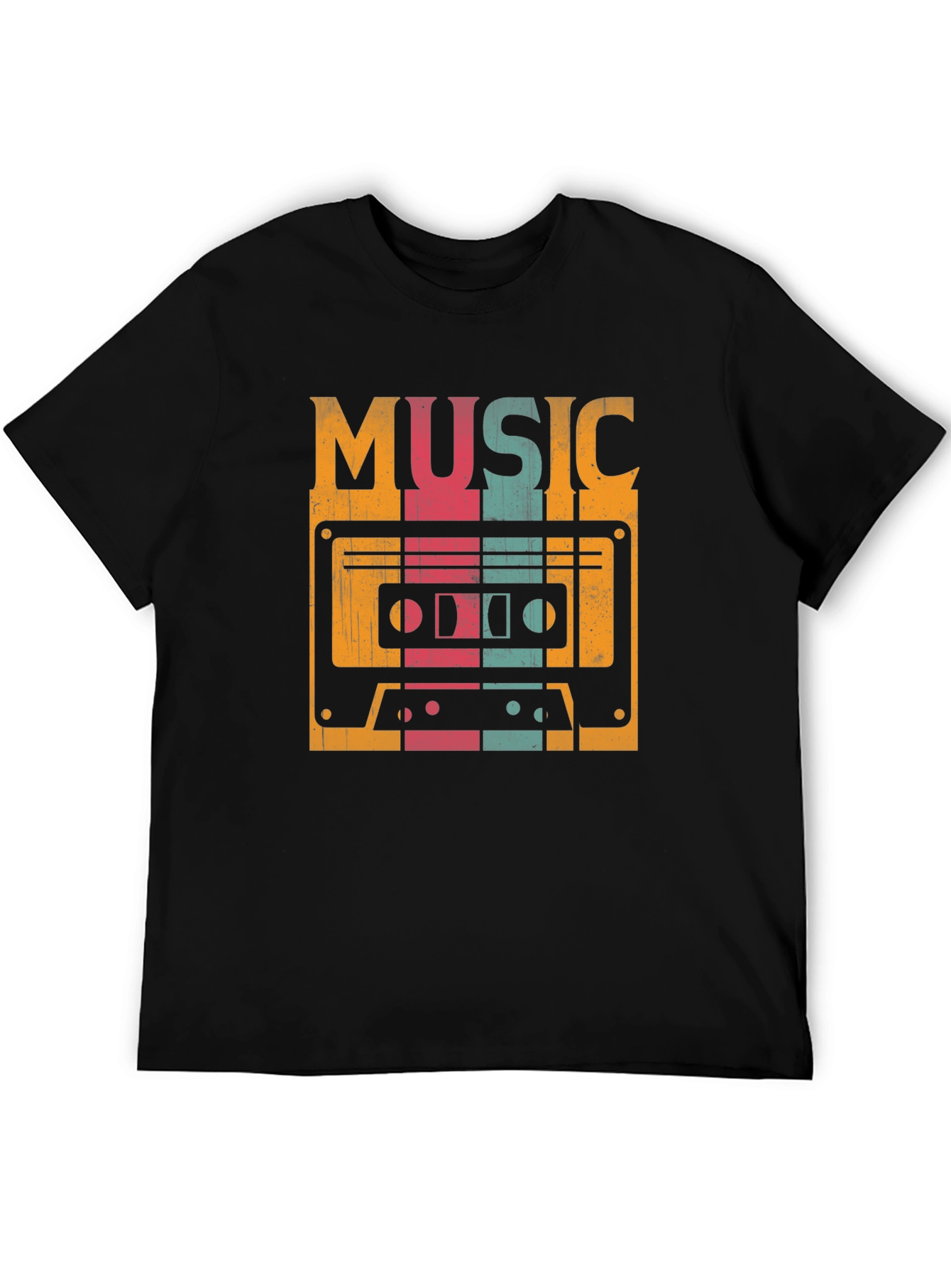 Black Retro Music Cassette Graphic Tee - Vintage Style Shirt view 5