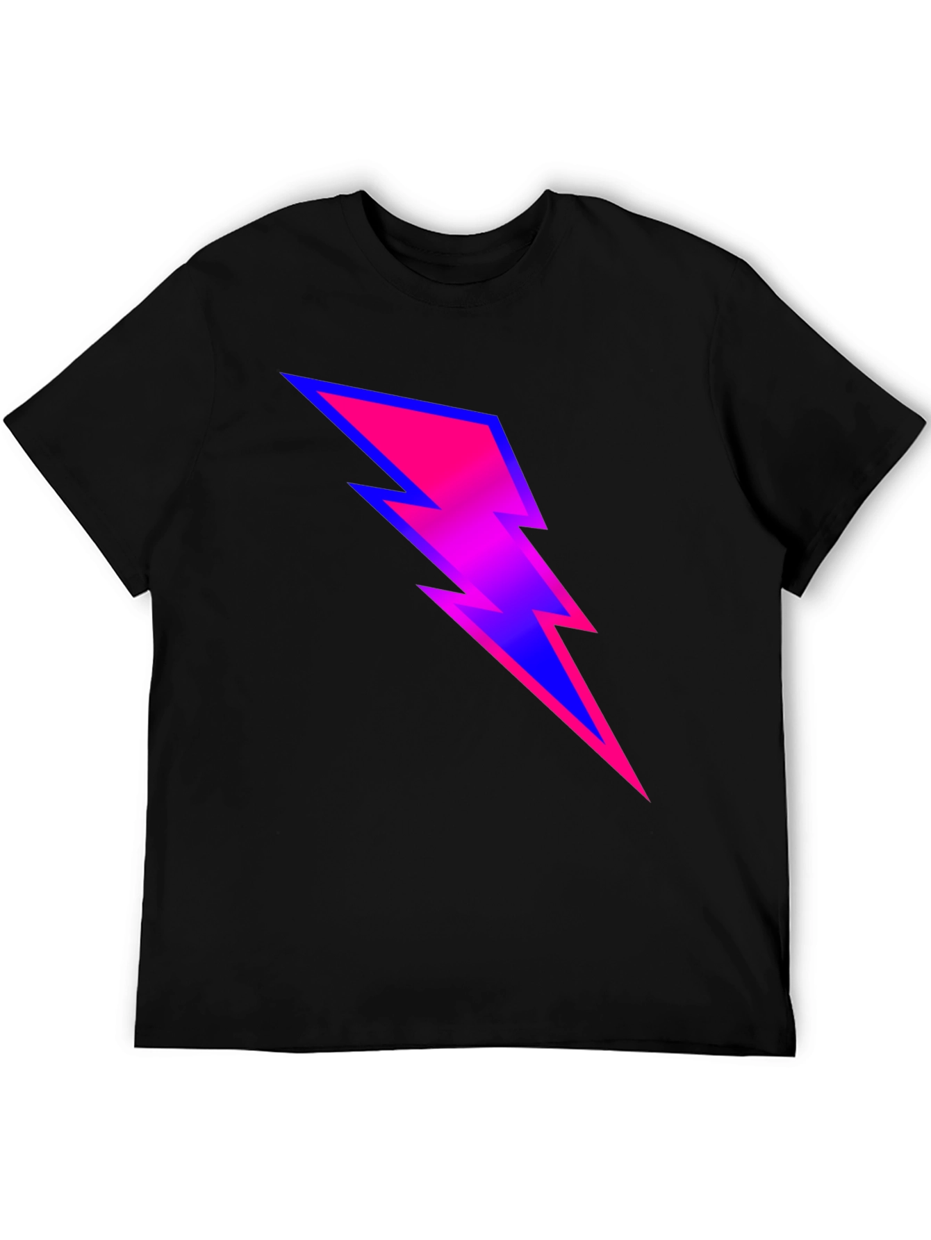 Black Electric Bolt Graphic Tee - Black Cotton Blend T-Shirt view 5