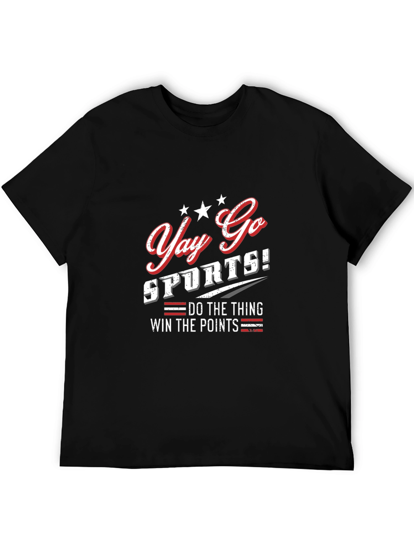 Black Yay Go Sports! Funny Graphic Tee - Comfortable Cotton Blend view 5