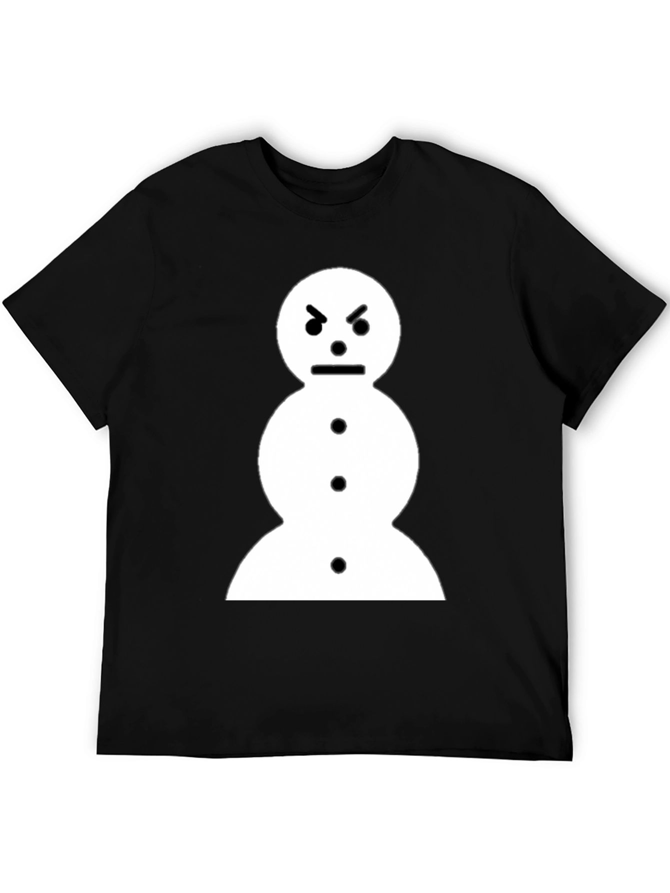 Black Angry Snowman Graphic Tee - Black Cotton T-Shirt view 5