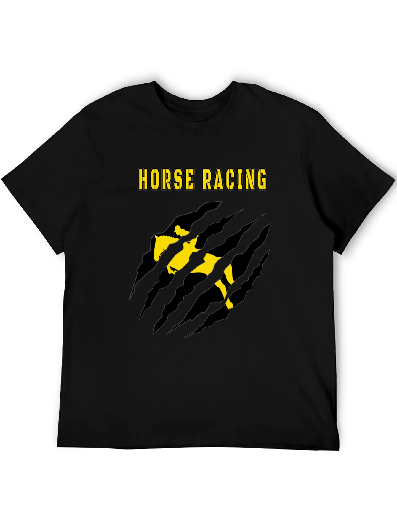 Black Horse Racing Graphic Tee - Black Cotton Blend T-Shirt view 5