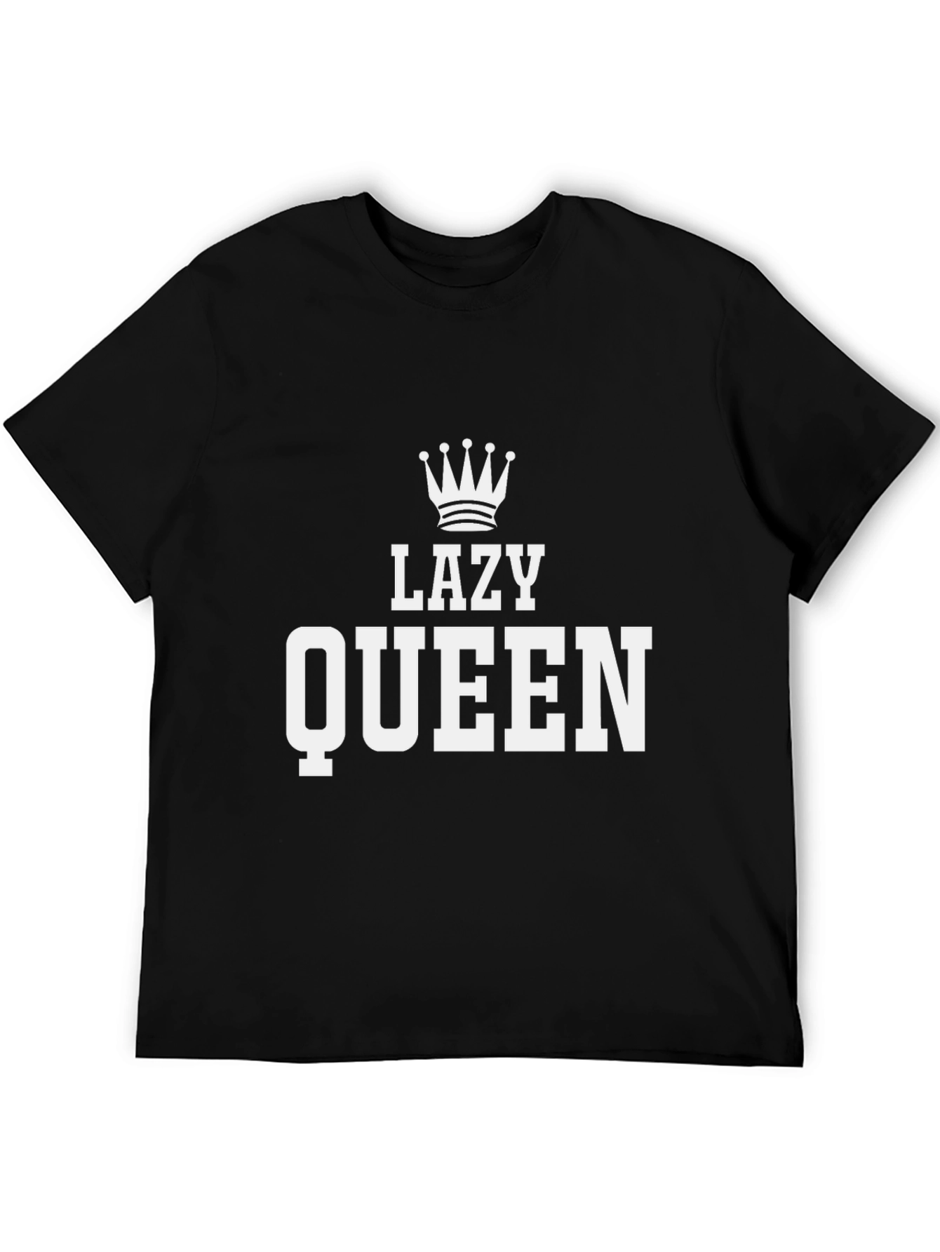 Black Lazy Queen Graphic T-Shirt - Black Cotton Tee view 5