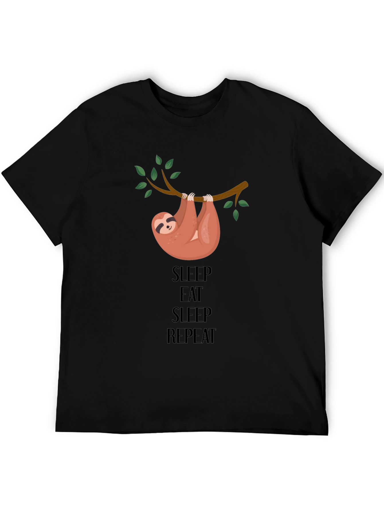 Black Sleep Eat Repeat Sloth Graphic Tee view 5