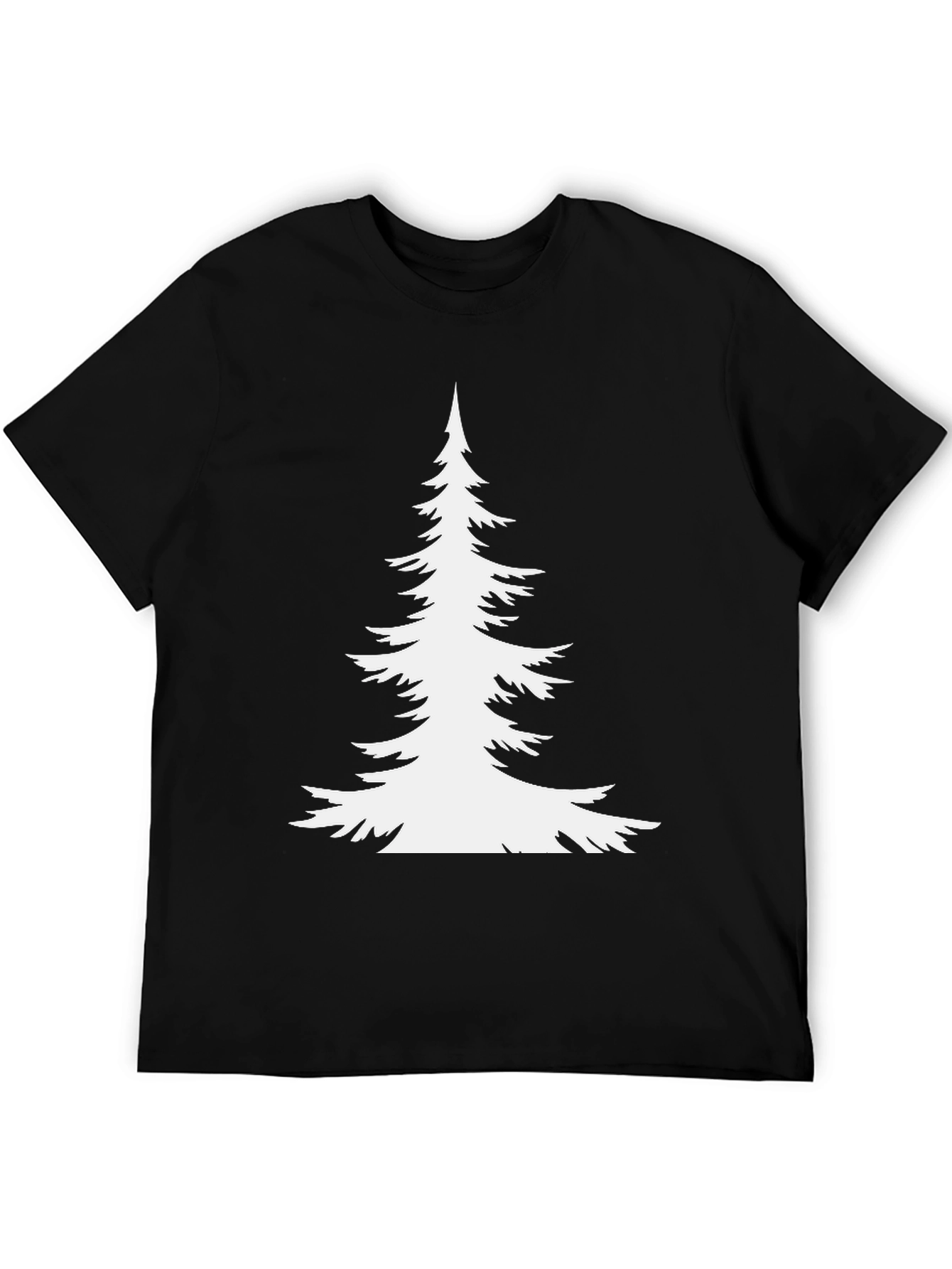 Black Evergreen Tree Graphic Tee - Black Cotton T-Shirt view 5