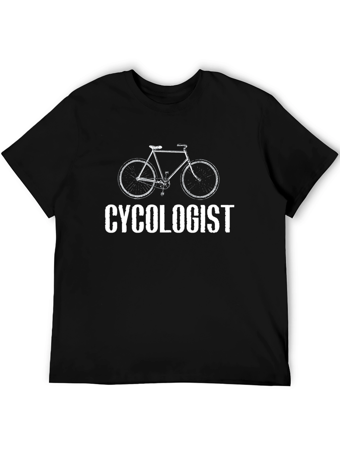 Black Cycologist Funny Bike T-Shirt - Black Cotton Tee view 5