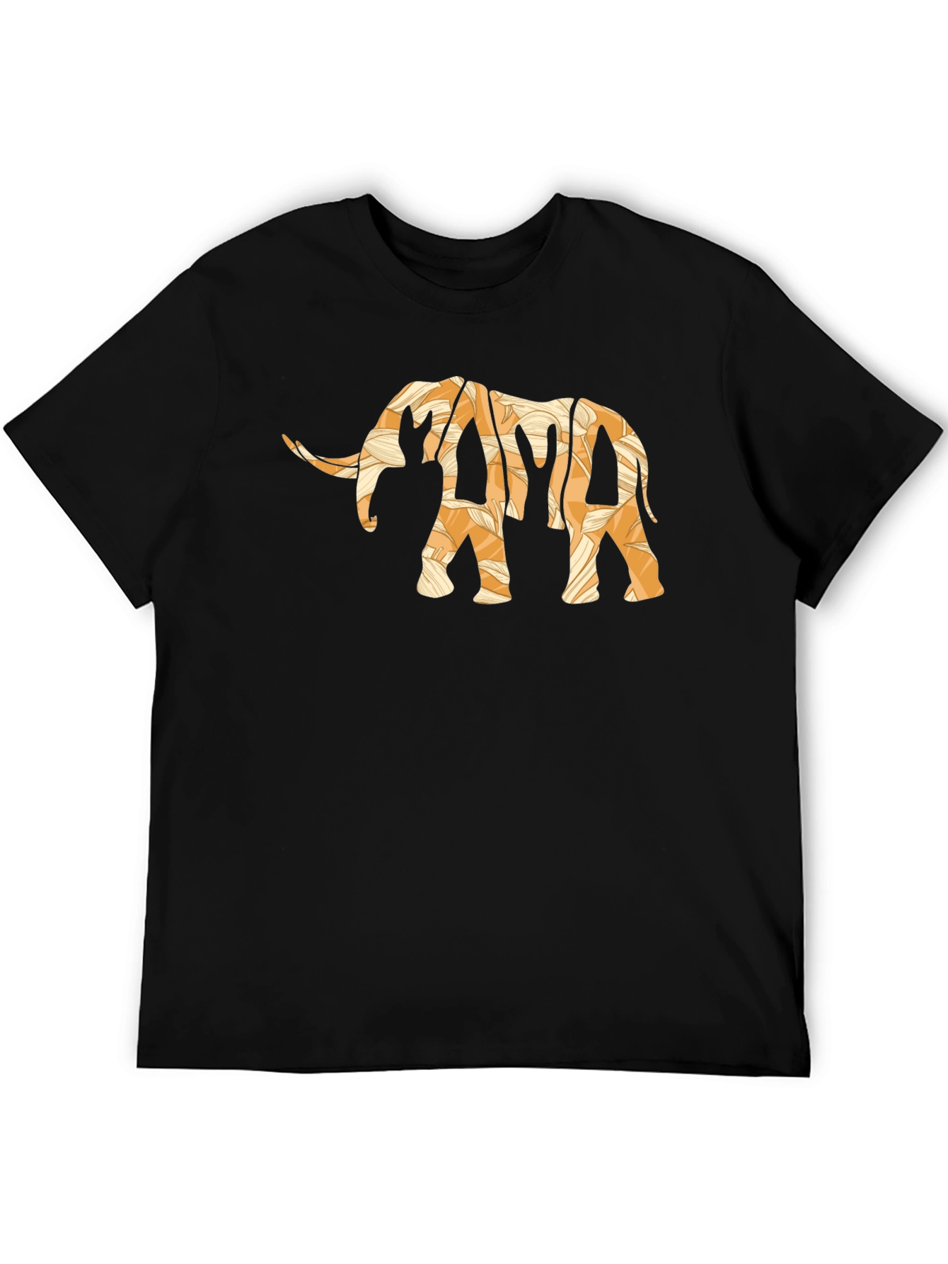 Black Elephant Print T-Shirt - Casual Black Tee view 5