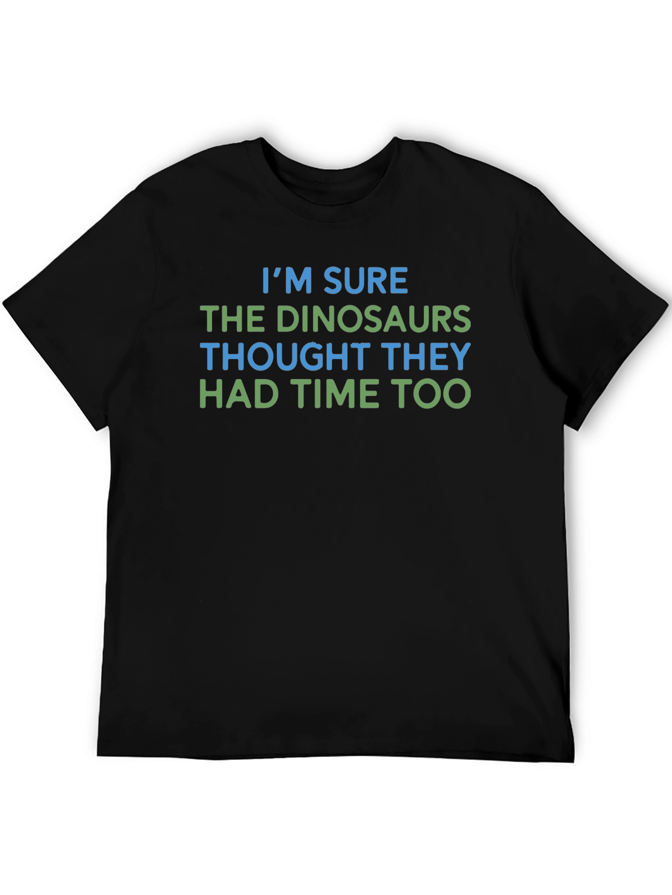 Black Funny Dinosaur Graphic T-Shirt, Time Joke Tee view 5