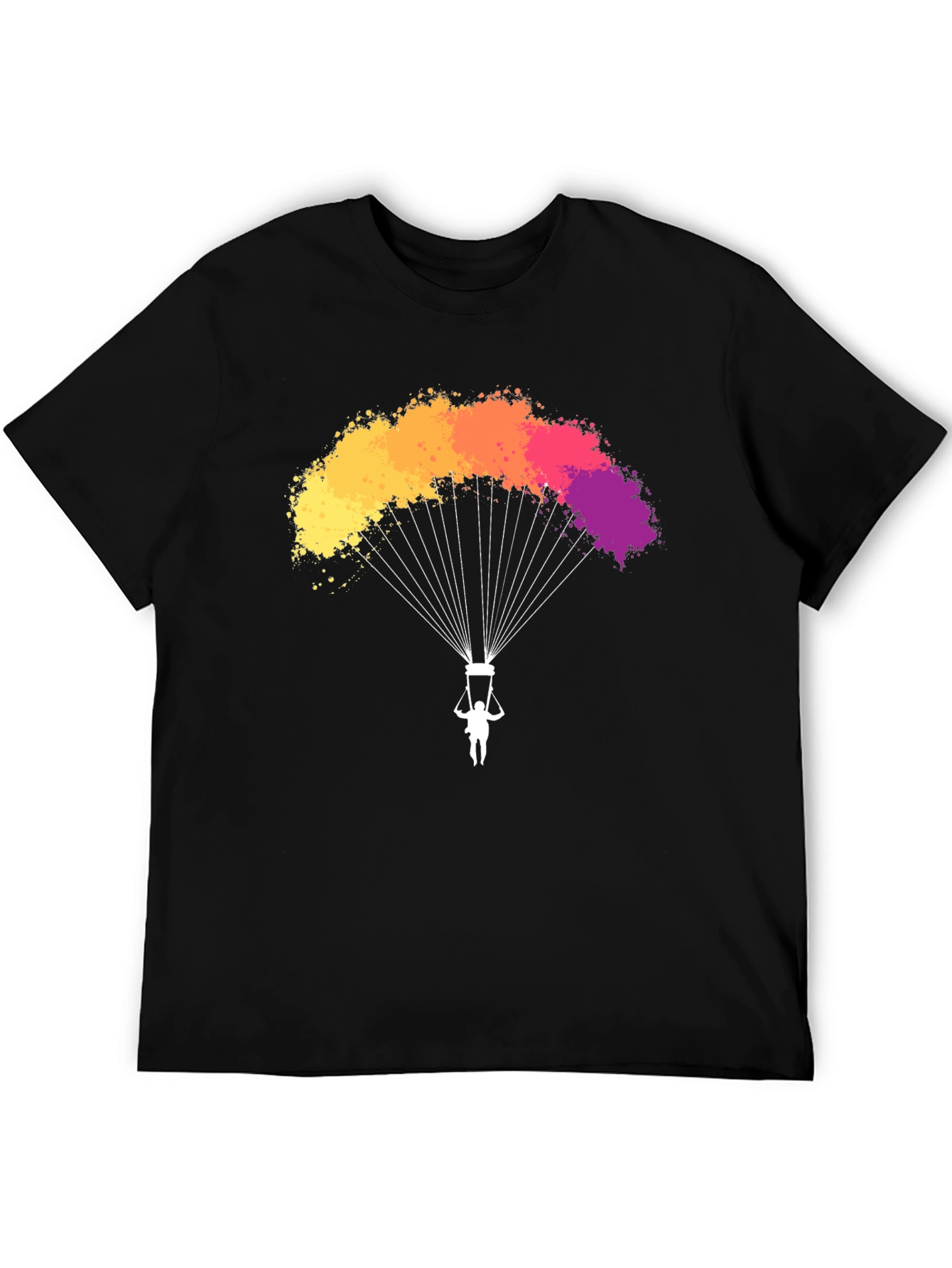 Black Parachute T-Shirt - Vibrant Colorful Design view 5