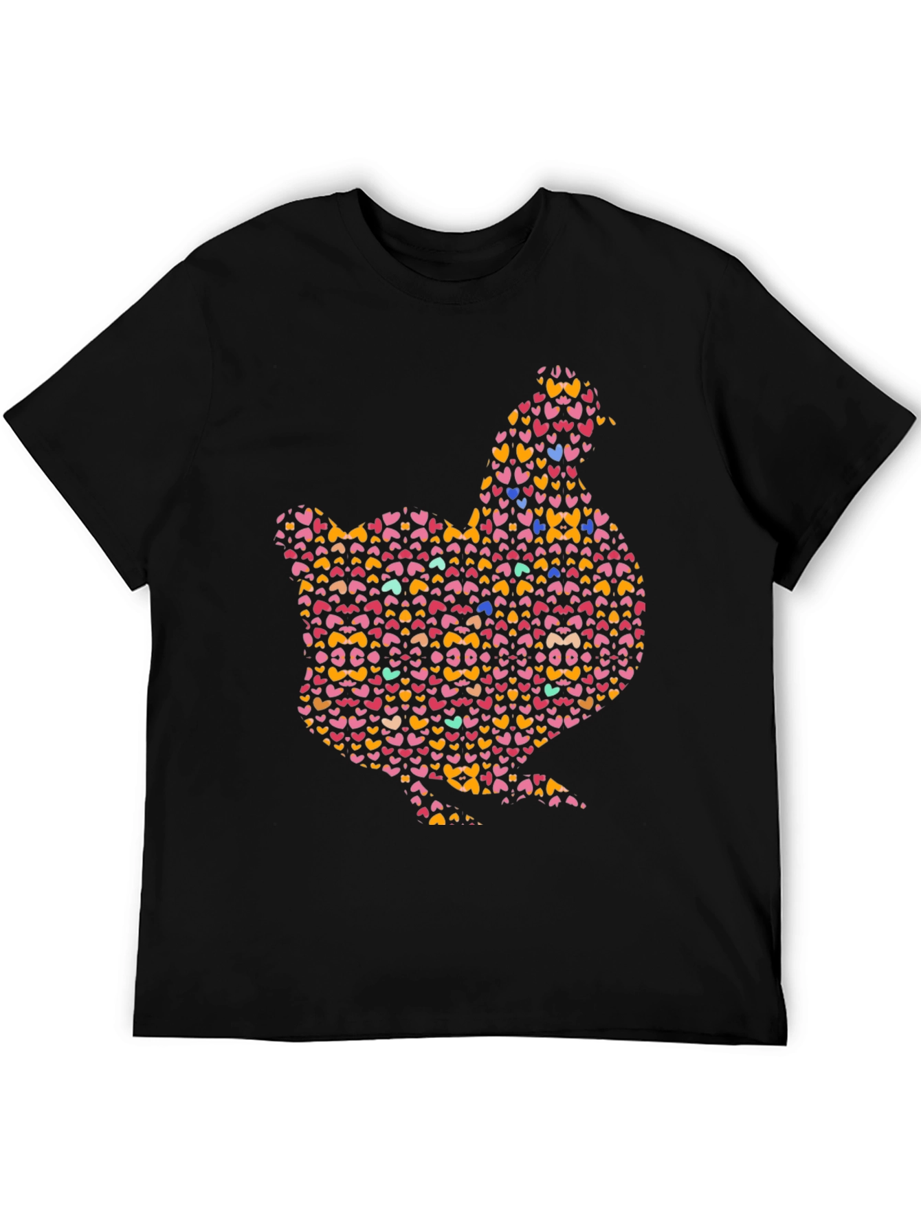 Black Heart Chicken Graphic Black T-Shirt view 5