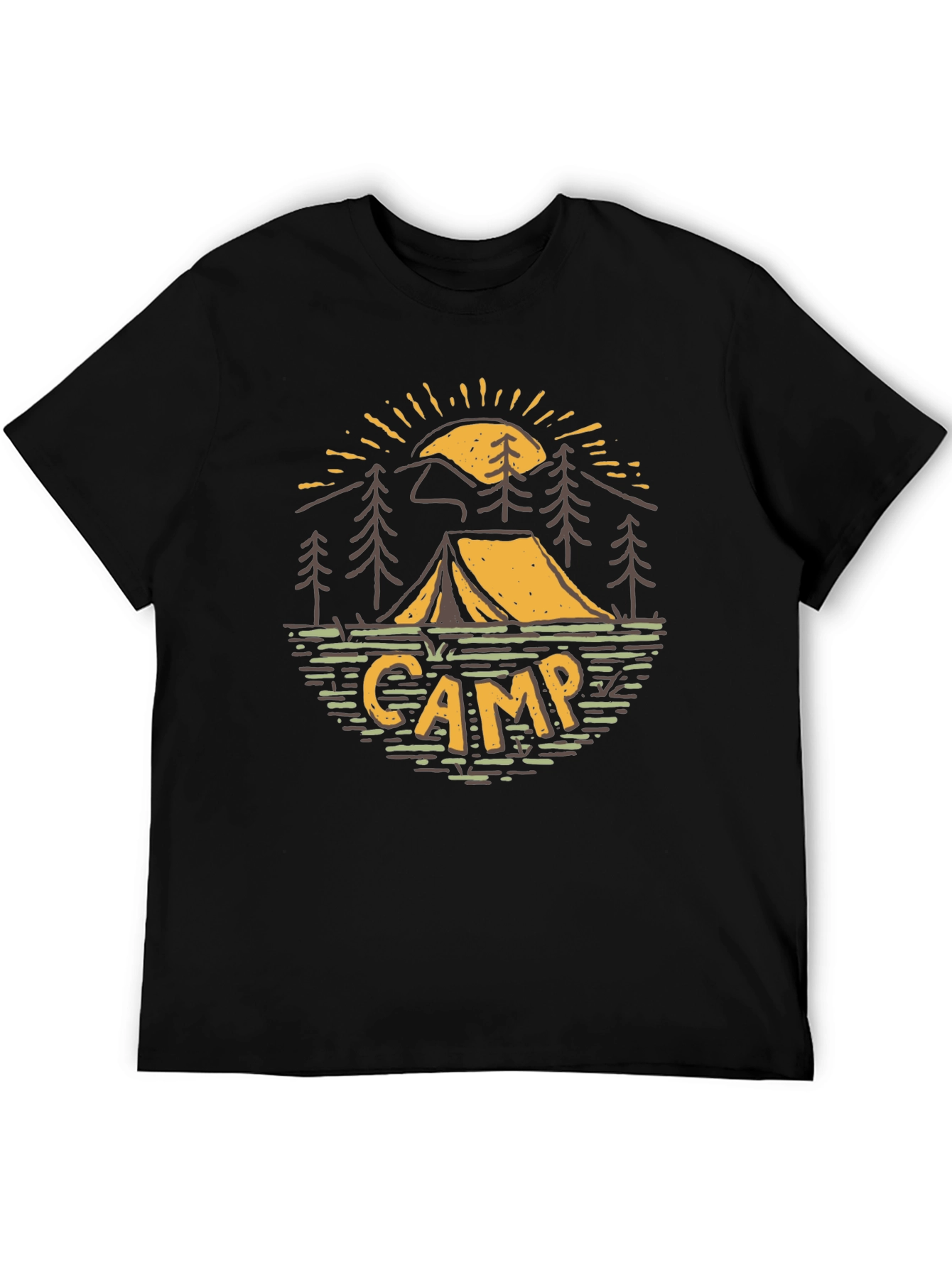 Black Camping Adventure Graphic Tee - Black Cotton T-Shirt view 5