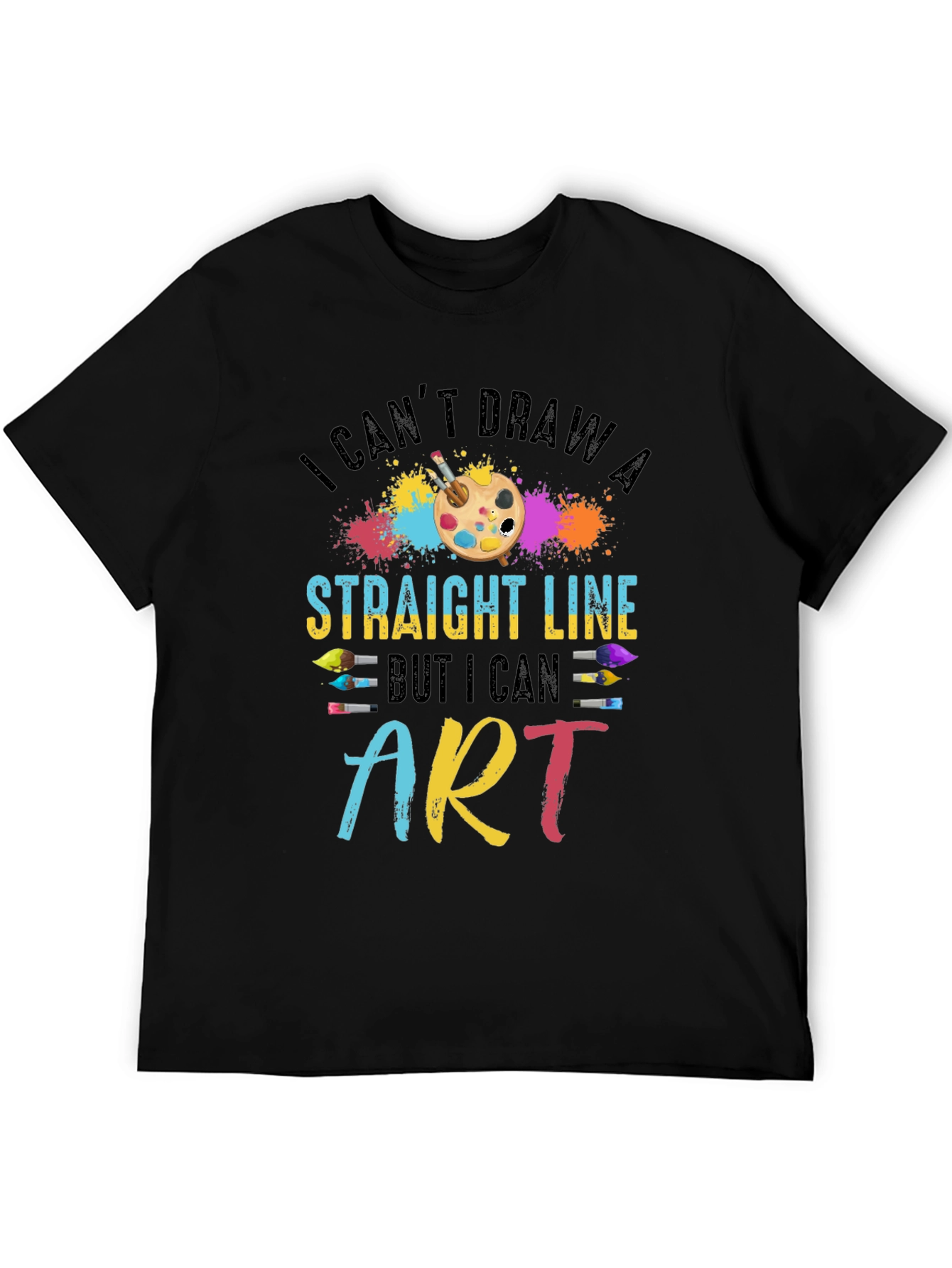 Black Artistic T-Shirt - I Can't Draw a Straight Line view 5