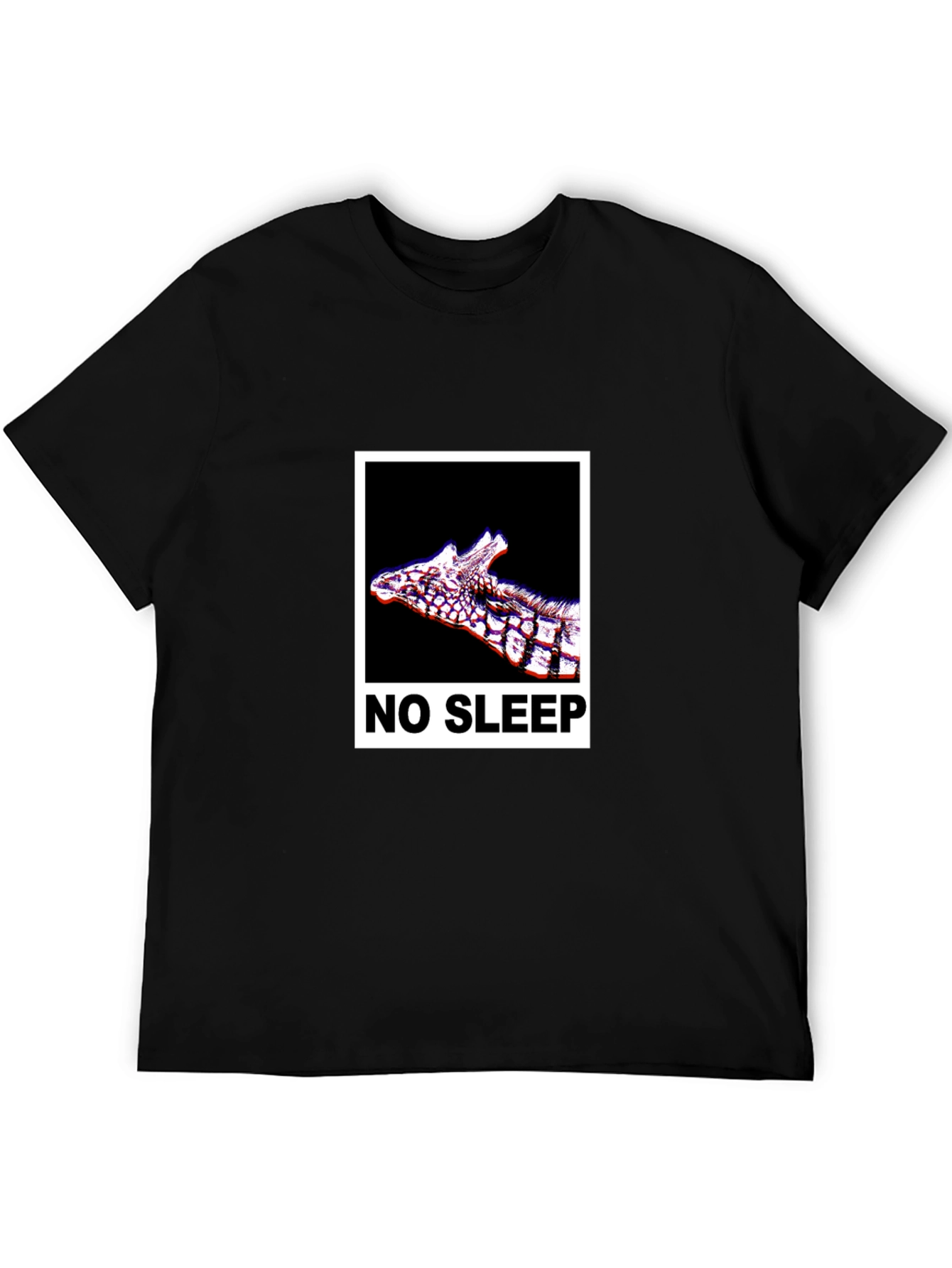Black No Sleep Giraffe Graphic Tee - Black Cotton T-Shirt view 5