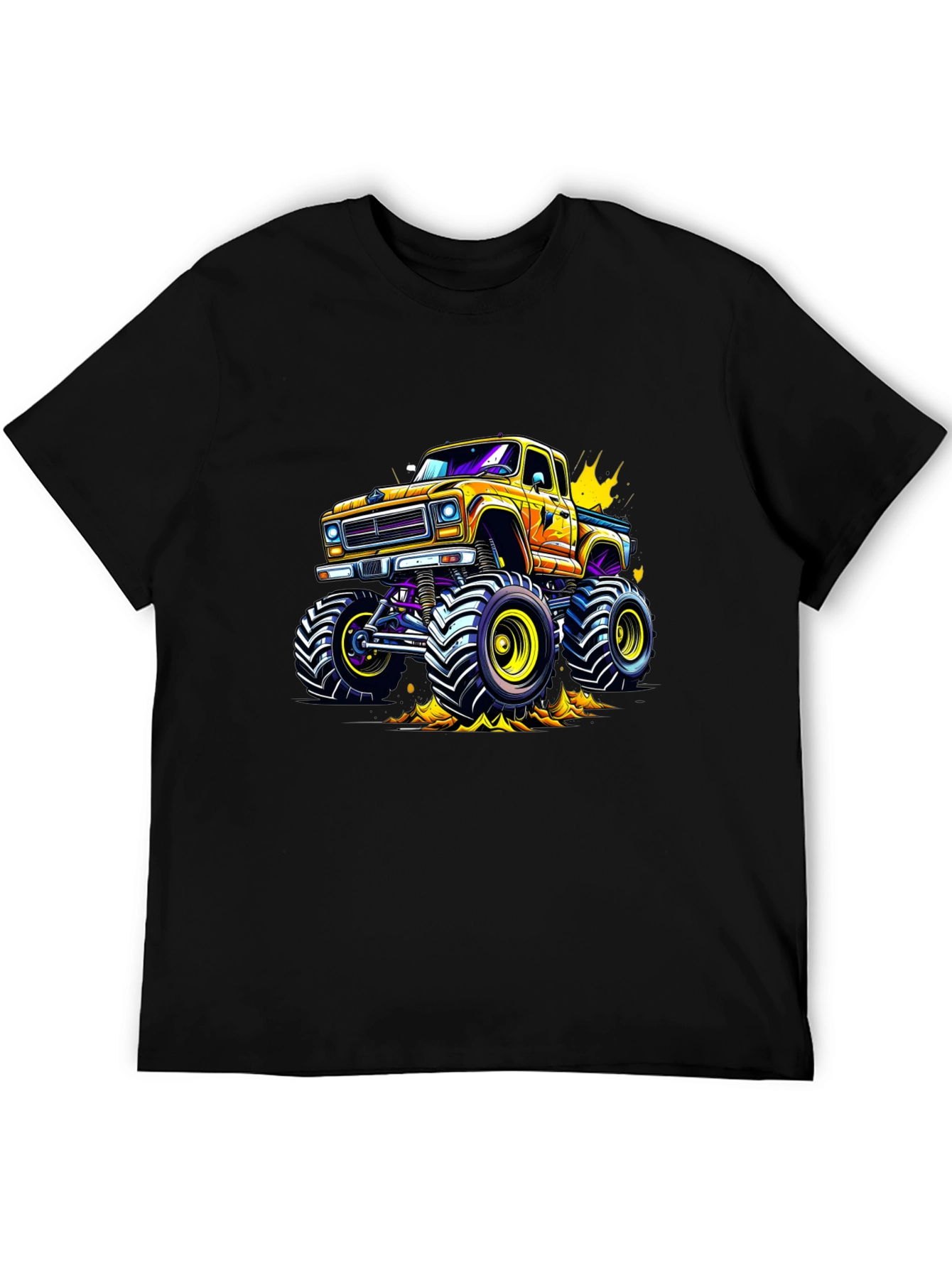 Black Monster Truck Graphic T-Shirt - Bold Cartoon Design view 5