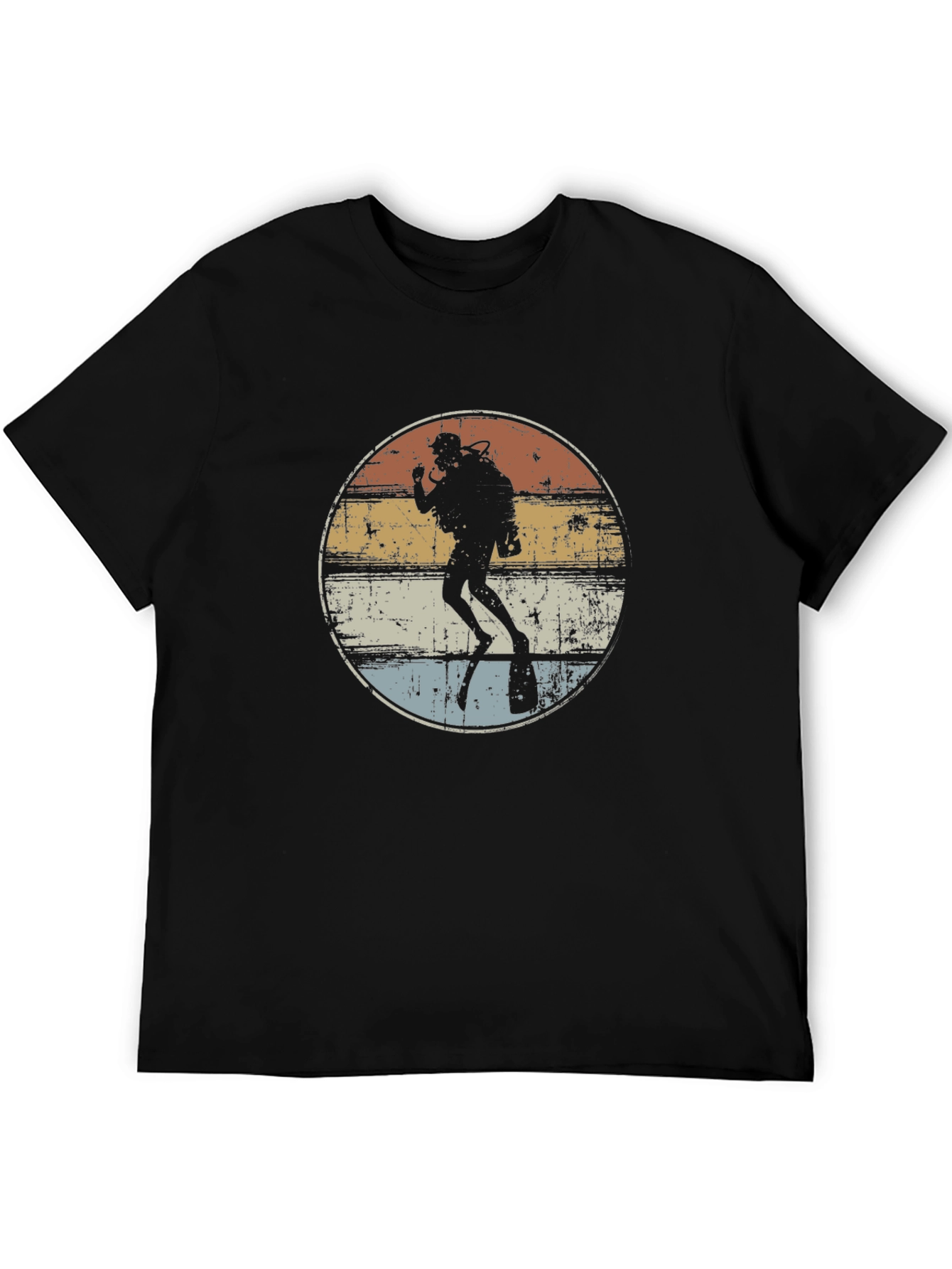 Black Retro Scuba Diver Graphic T-Shirt view 5