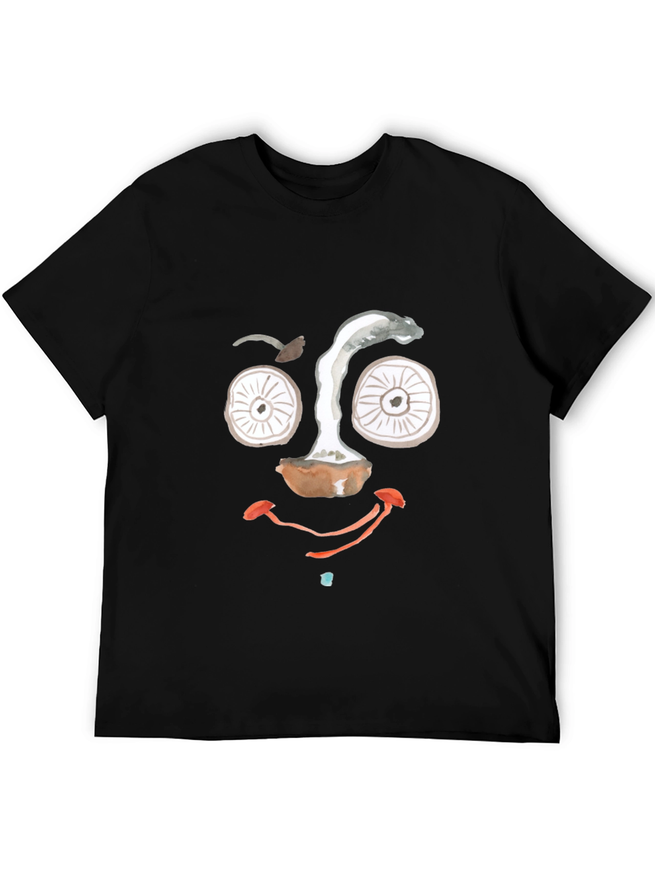 Black Mushroom Face Graphic Tee - Funky Black T-Shirt view 5