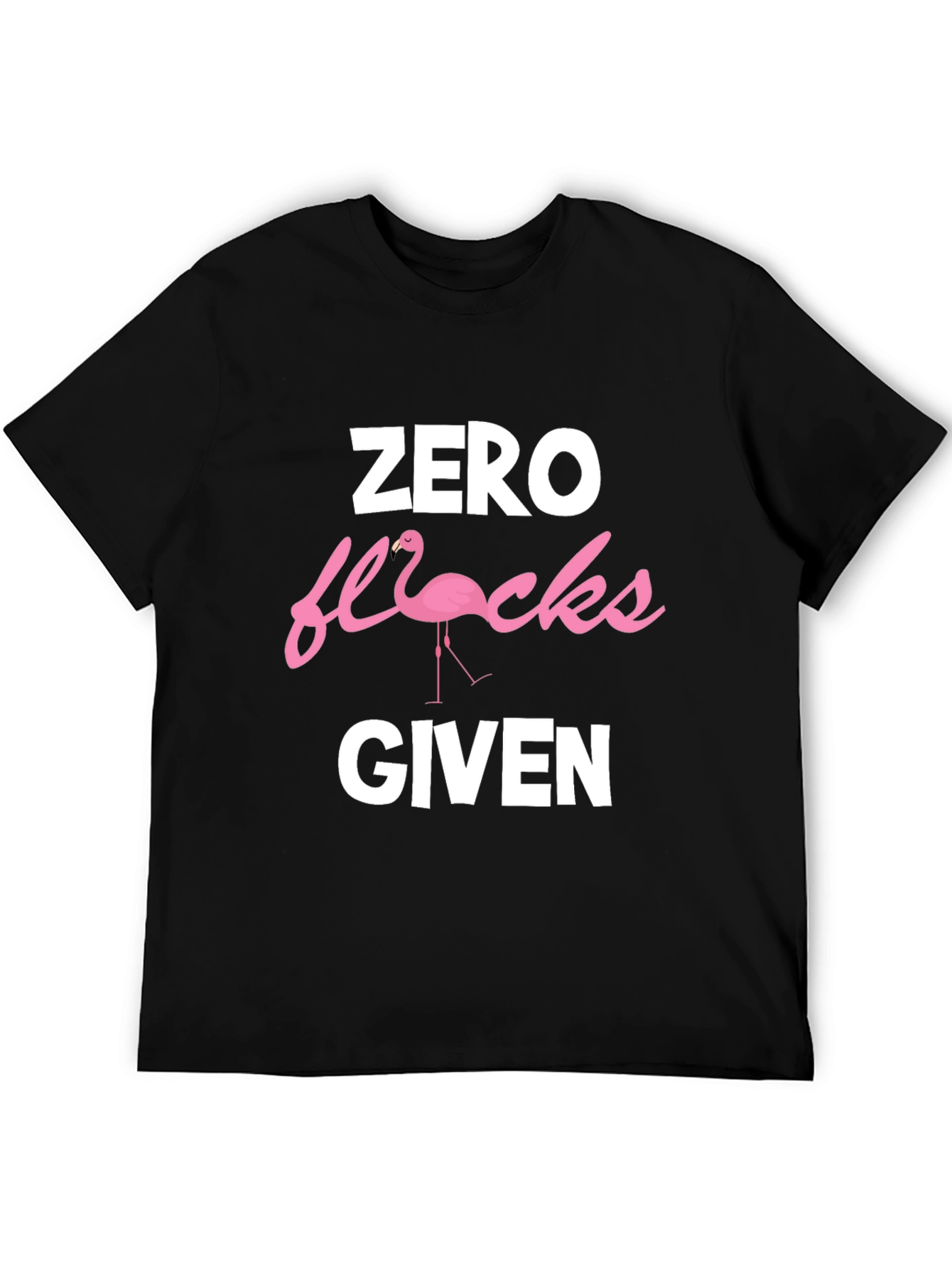Black Zero Flocks Given Graphic T-Shirt - Funny Flamingo Tee view 5