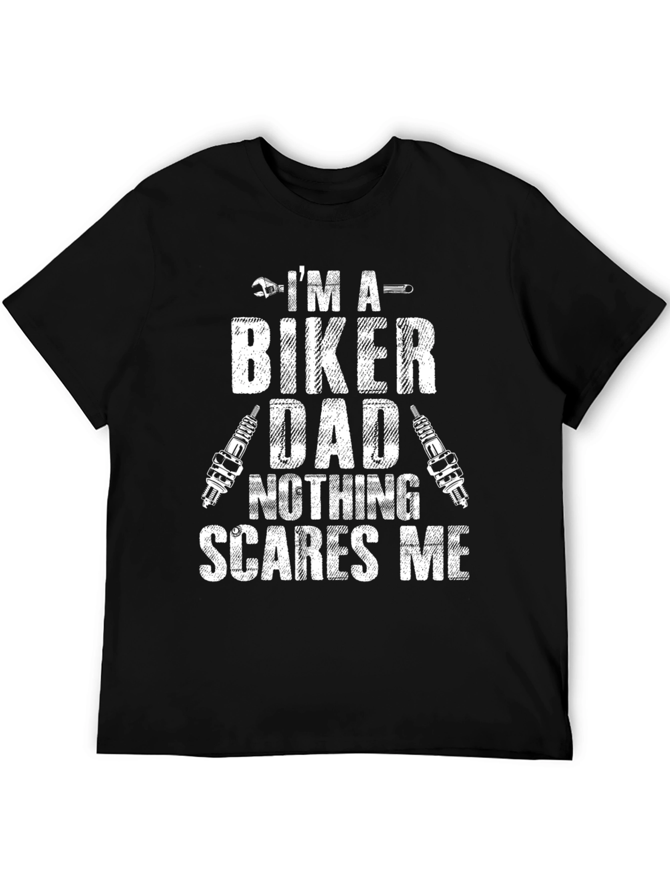 Black Biker Dad T-Shirt - Nothing Scares Me - Motorcycle Rider view 5