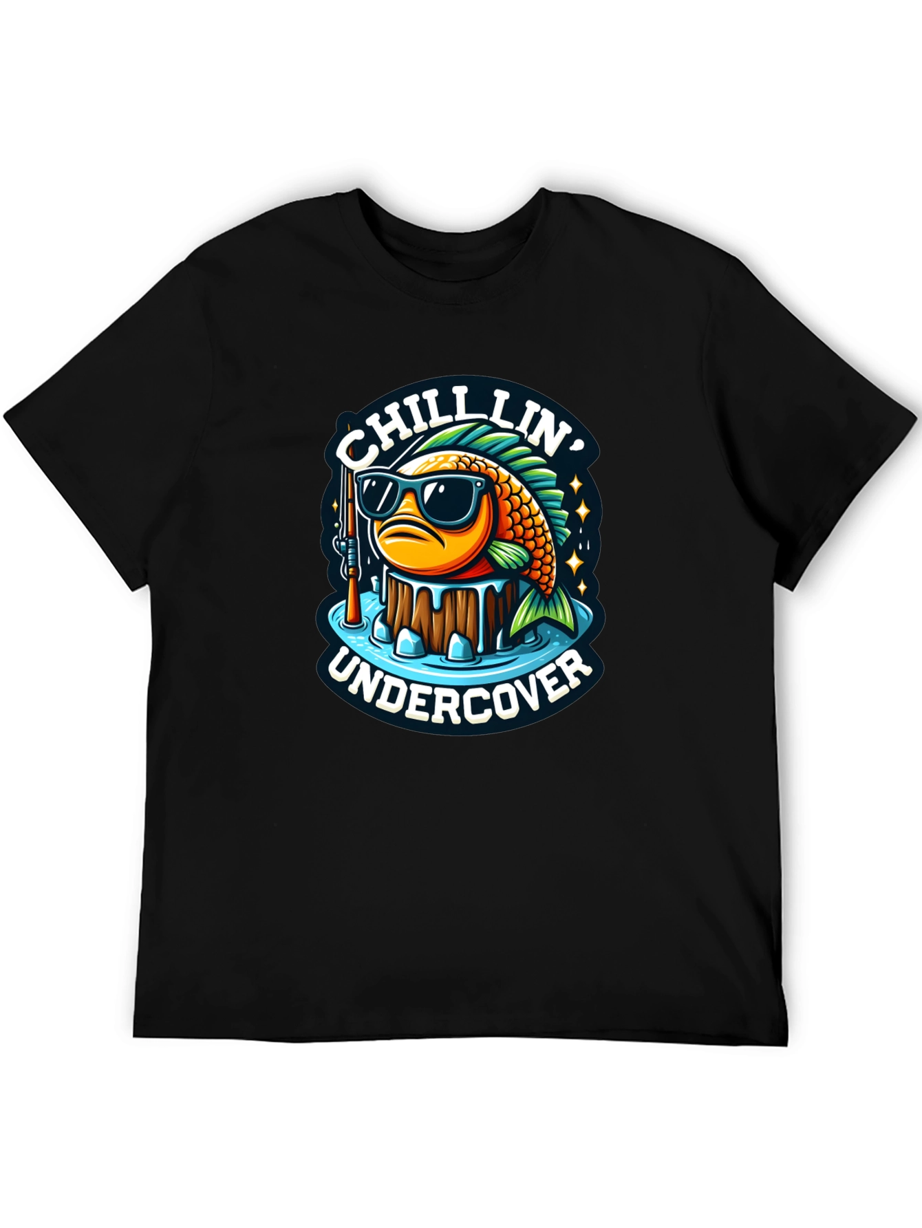Black Chillin' Undercover Fish Graphic Tee view 5