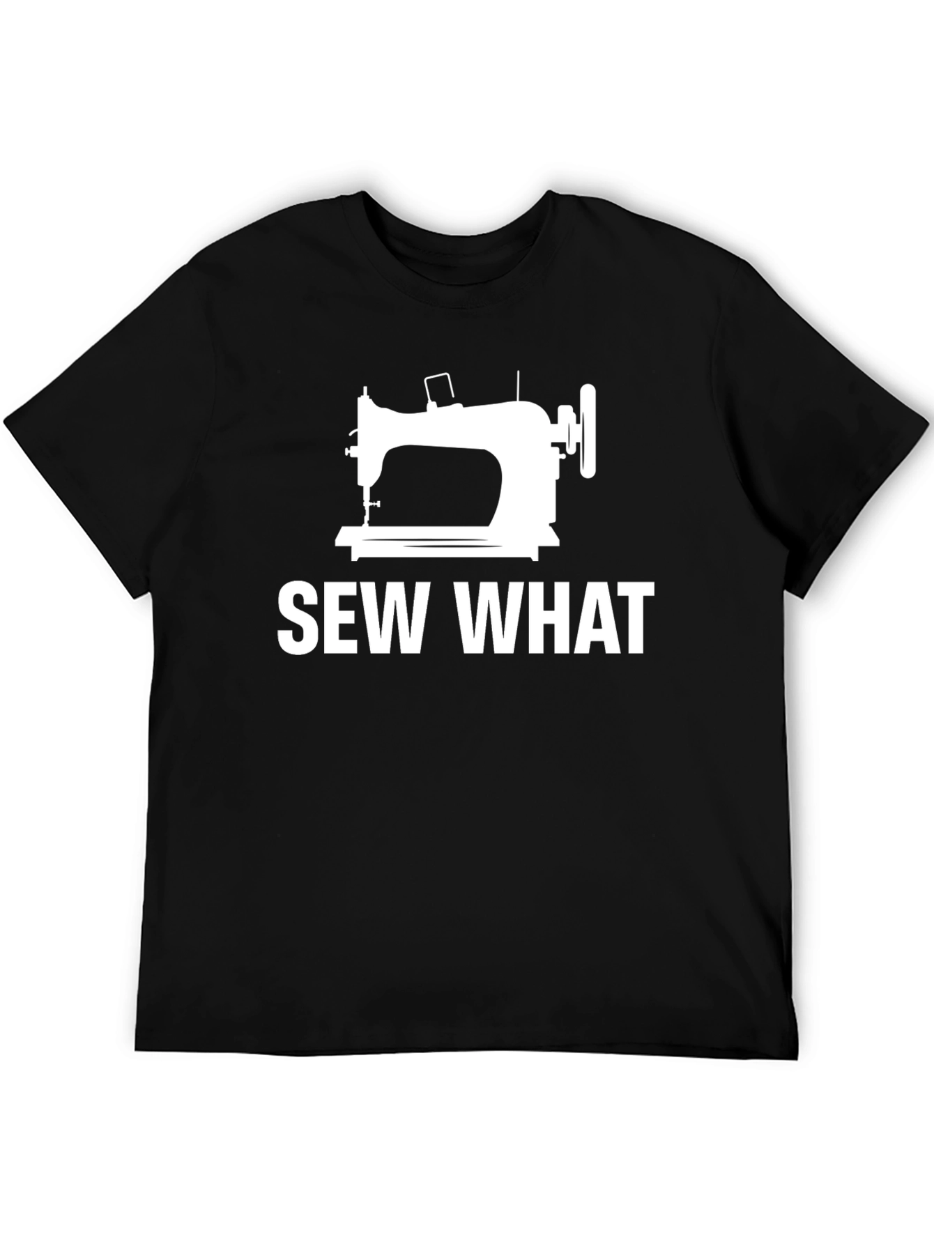 Black Sew What? Funny Sewing Machine T-Shirt view 5