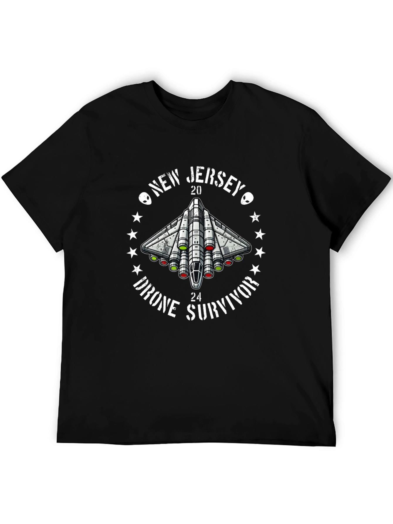 Black New Jersey Drone Survivor Black T-Shirt view 5