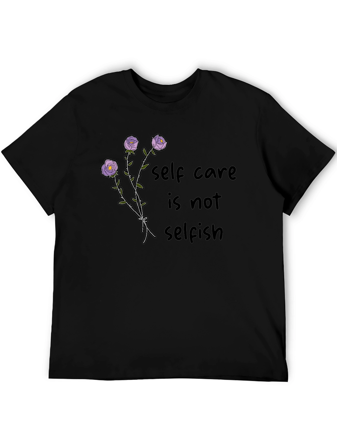Black Self Care Roses T-Shirt - Soft Cotton, Stylish Design view 5