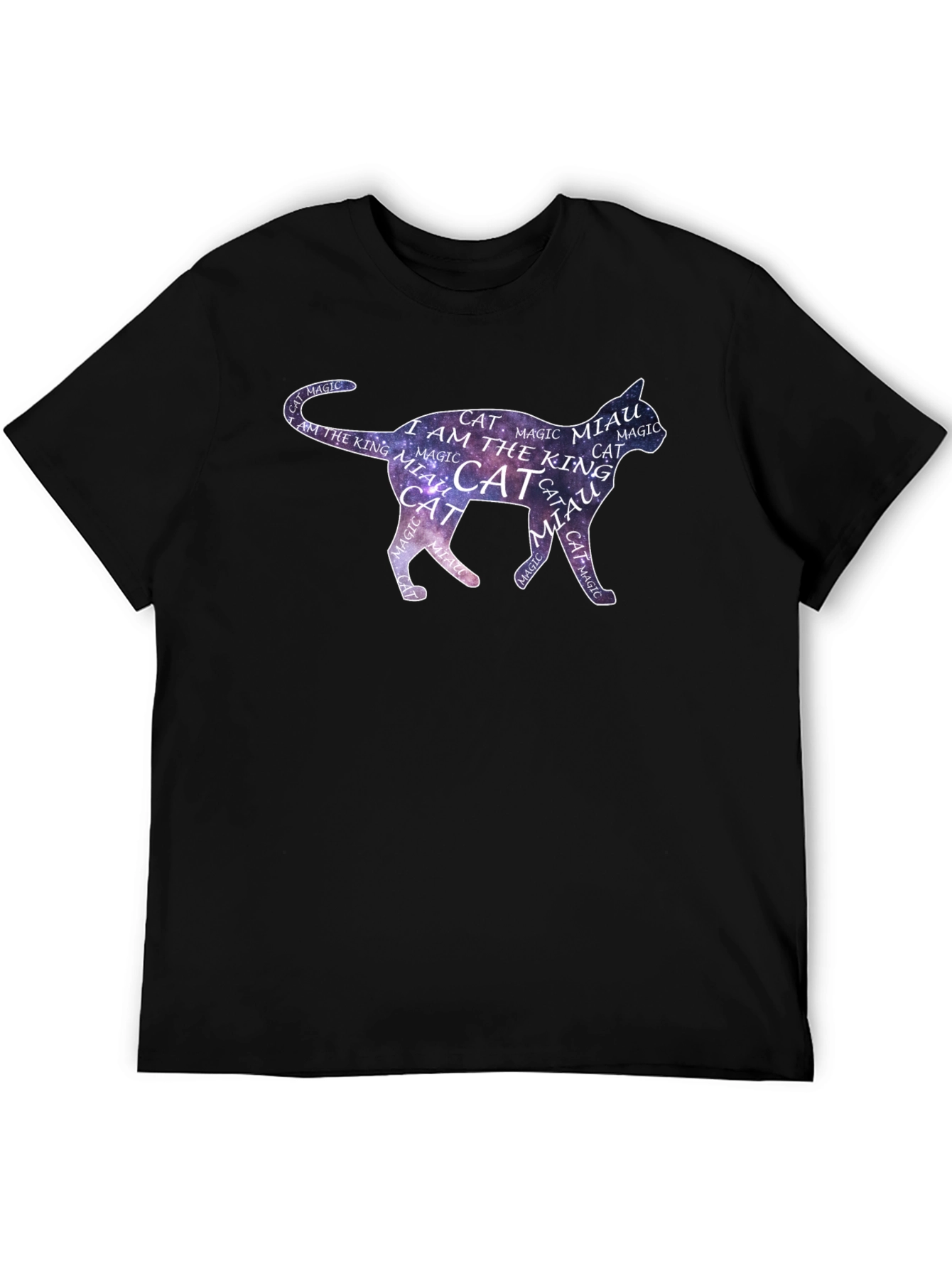 Black Cosmic Cat T-Shirt - Magical Feline Design view 5