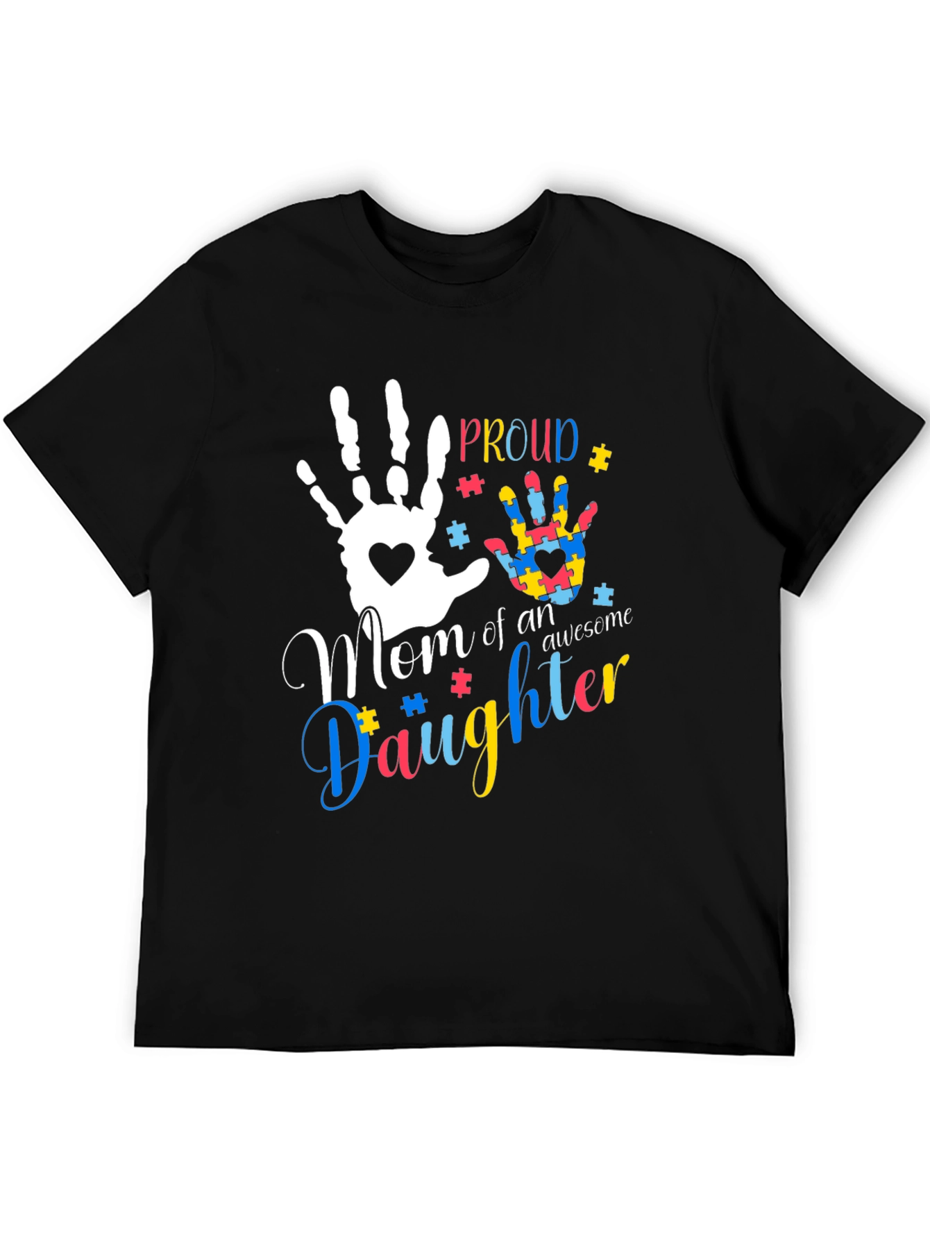 Black Proud Mom of an Awesome Daughter T-Shirt Autism Awareness view 5
