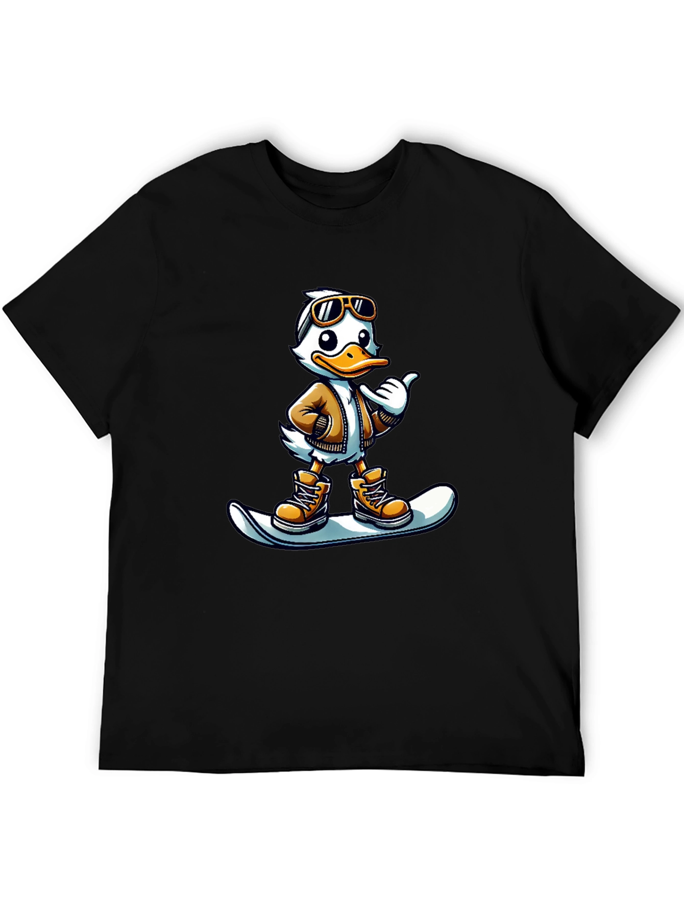 Black Cool Duck Snowboarder Black T-Shirt view 5