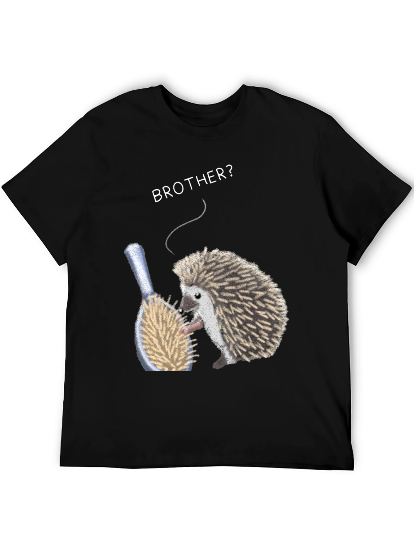 Black Brother Hedgehog Graphic Tee - Quirky Animal Shirt view 5