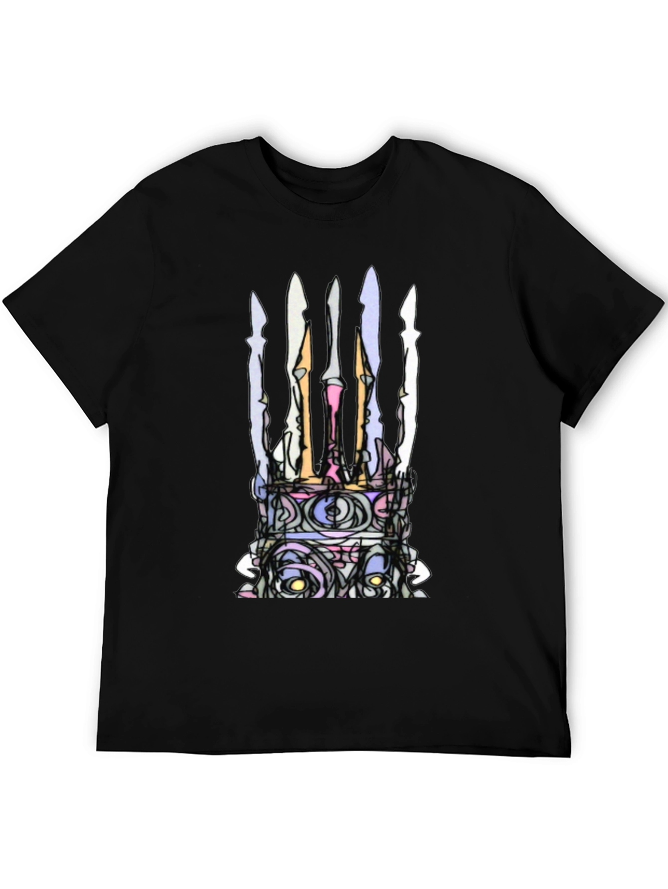 Black Abstract Crown Graphic Black T-Shirt view 5