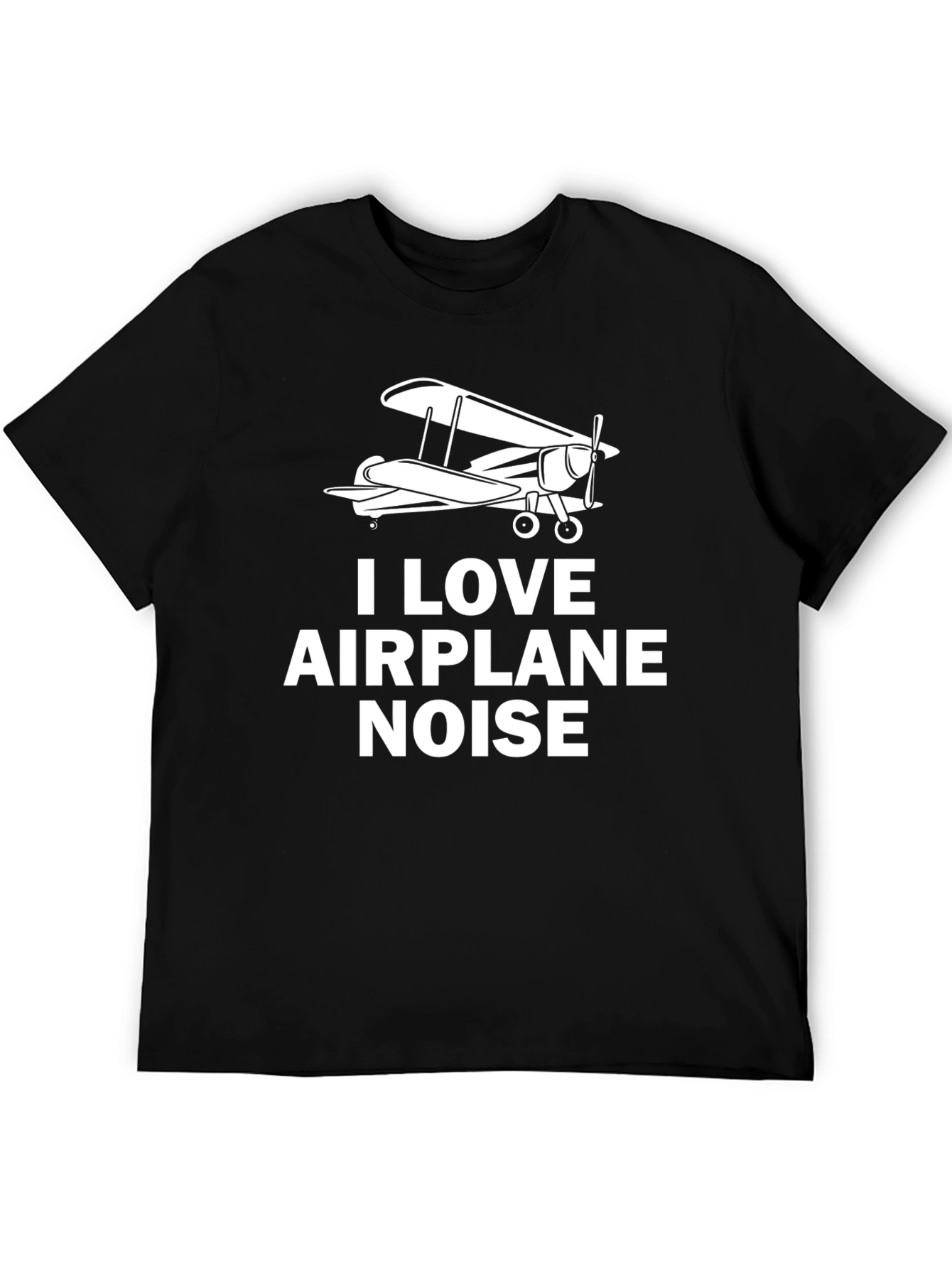 Black I Love Airplane Noise Black T-Shirt view 5