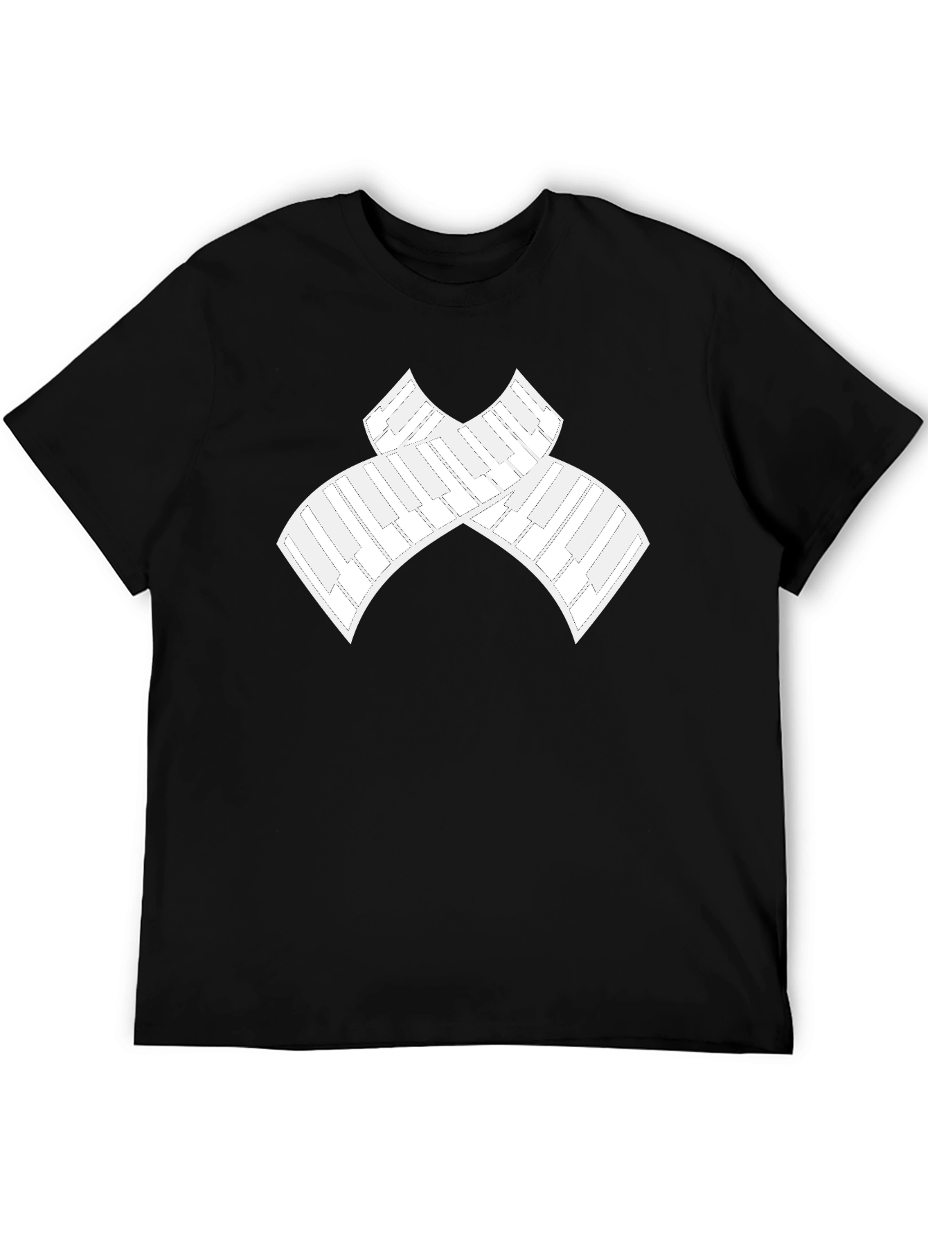 Black Piano Keys Ribbon Black T-Shirt view 5