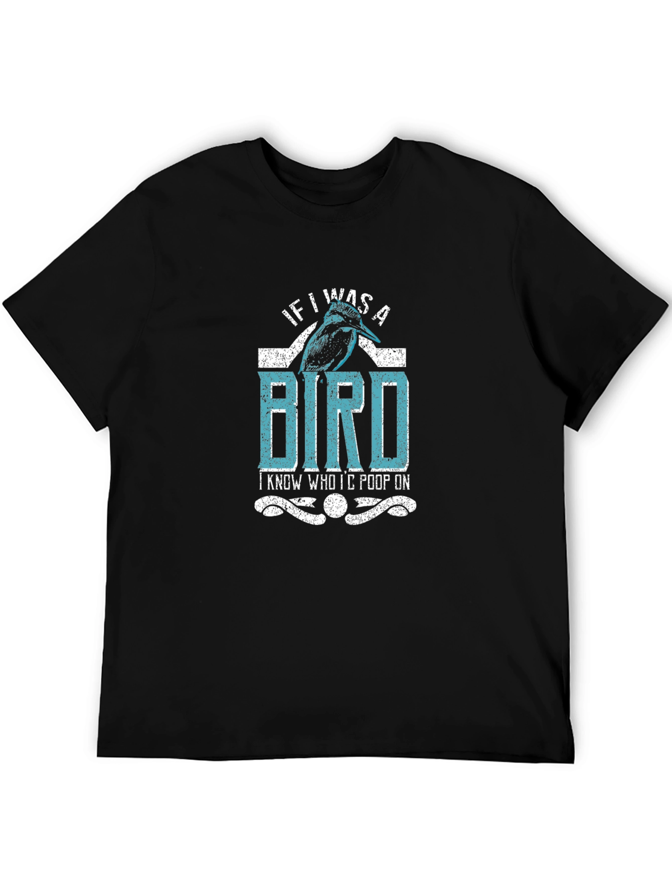 Black Funny Bird T-Shirt - If I Was A Bird Graphic Tee view 5