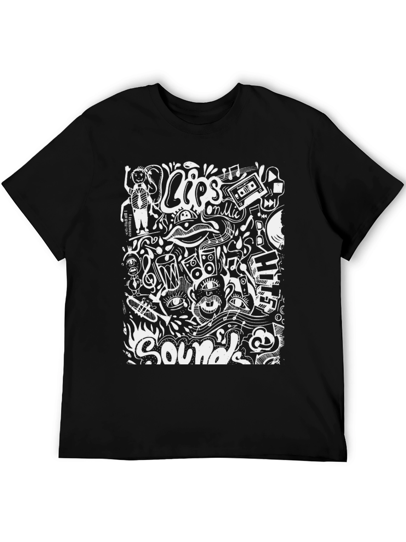 Black Black T-Shirt with Unique Sound Design view 5