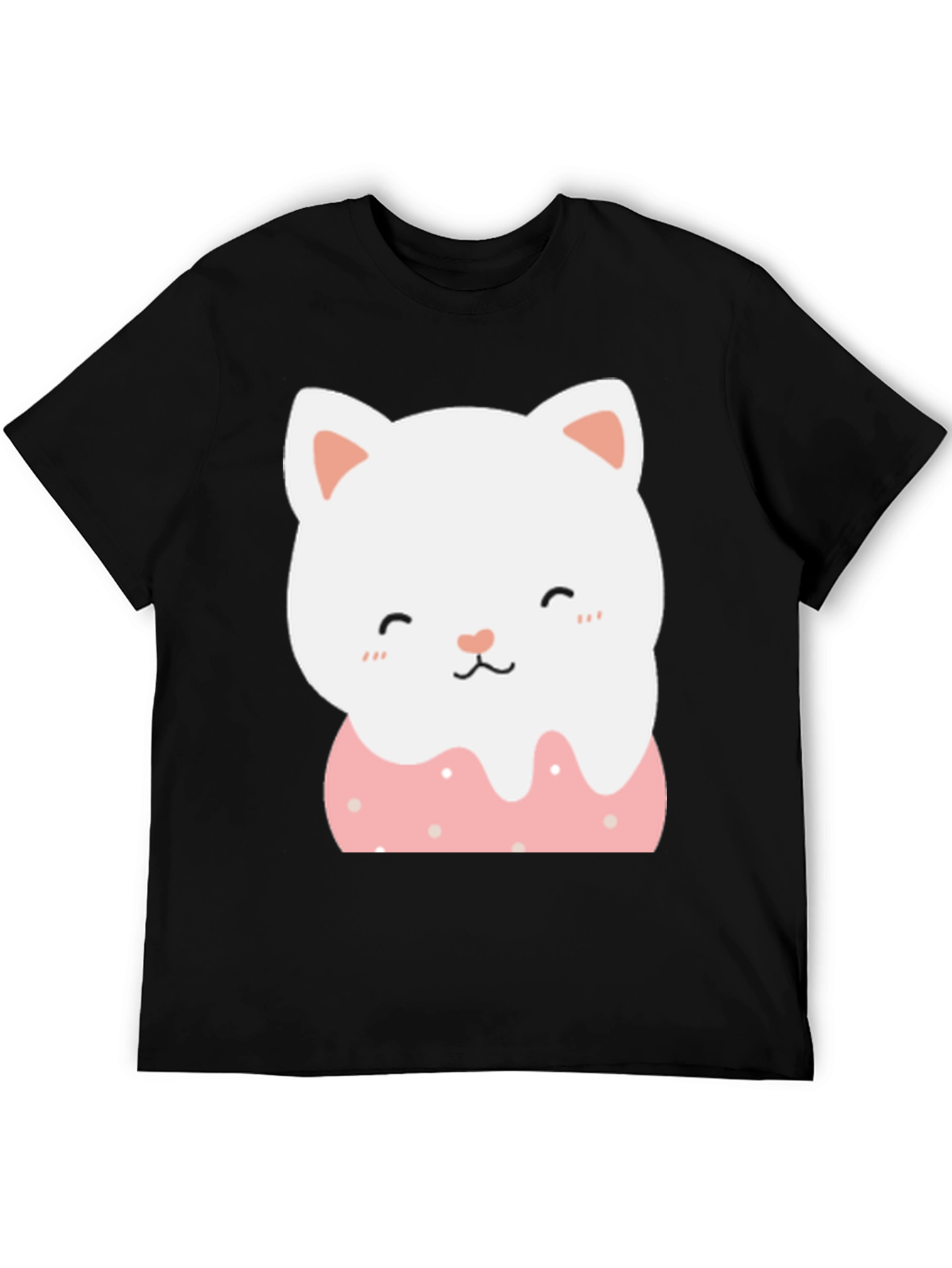 Black Cute Cat Donut T-Shirt - Black view 5
