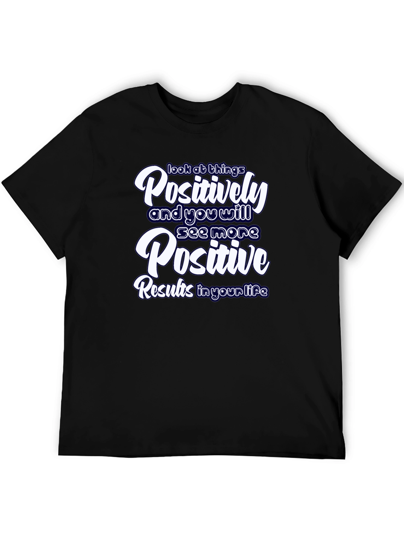 Black Positive Results Graphic Tee - Motivational Black T-Shirt view 5